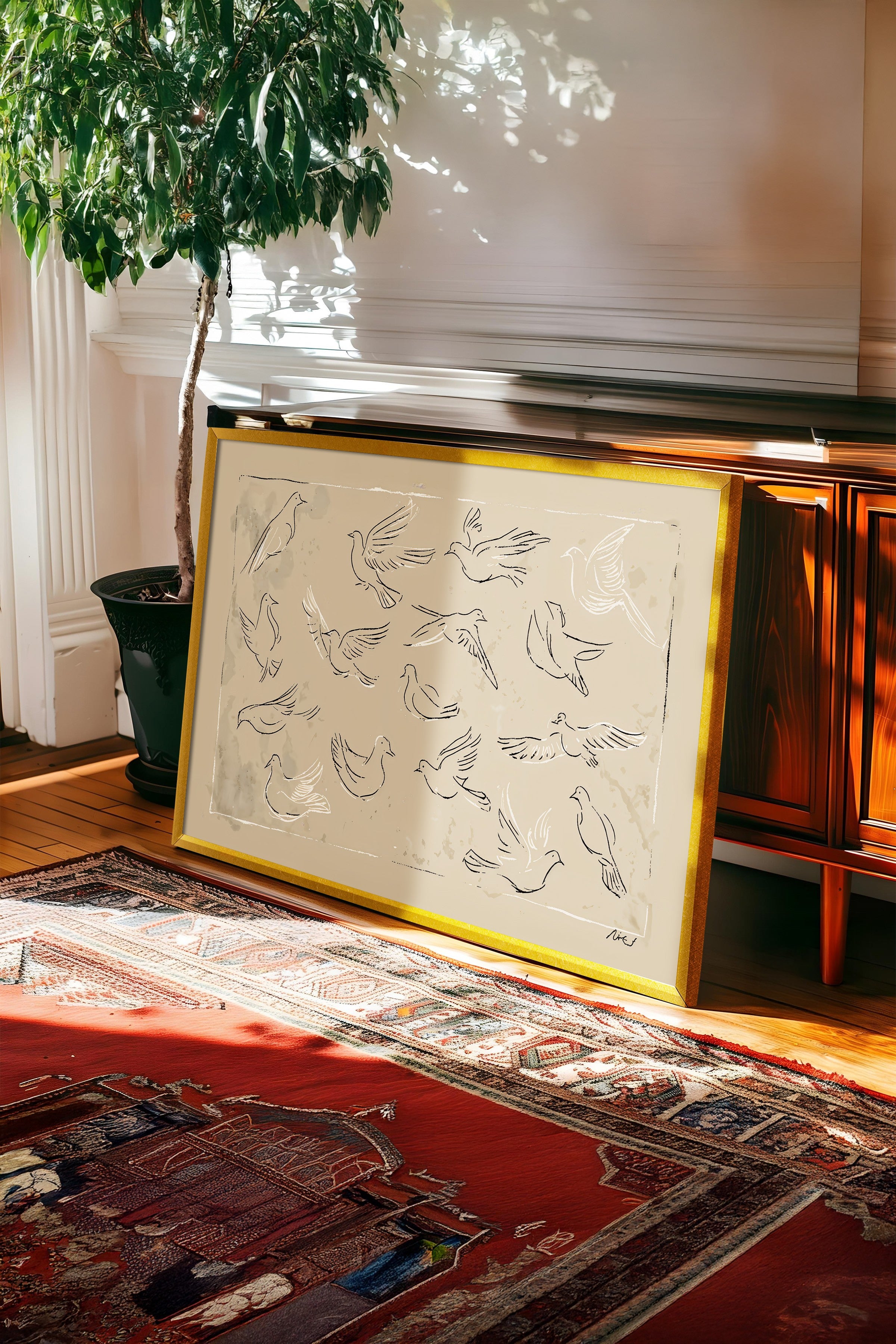 Vintage Tablo, Gold Çerçeveli Poster, Vintage Duvar Dekoru