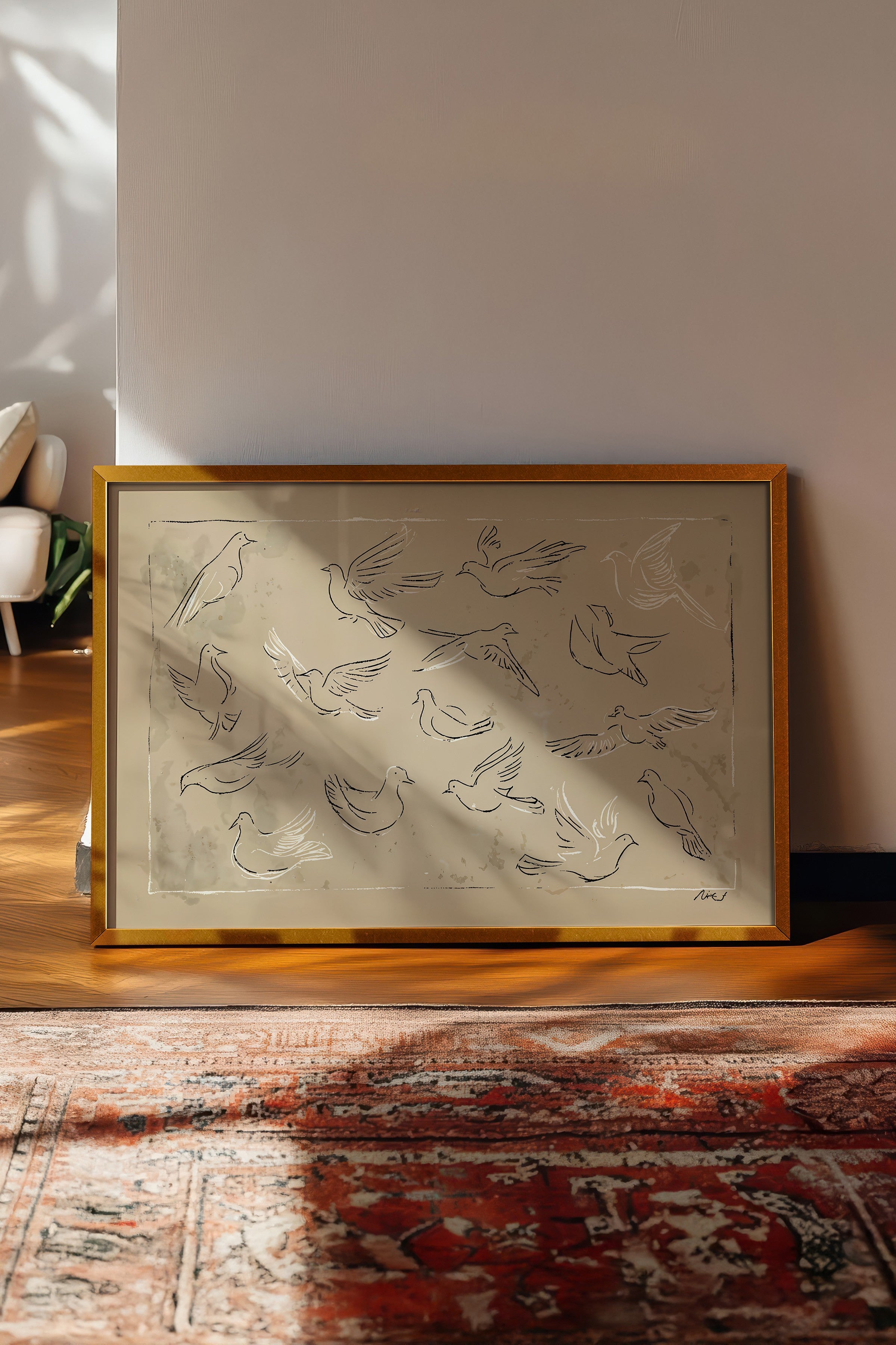 Vintage Tablo, Gold Çerçeveli Poster, Vintage Duvar Dekoru