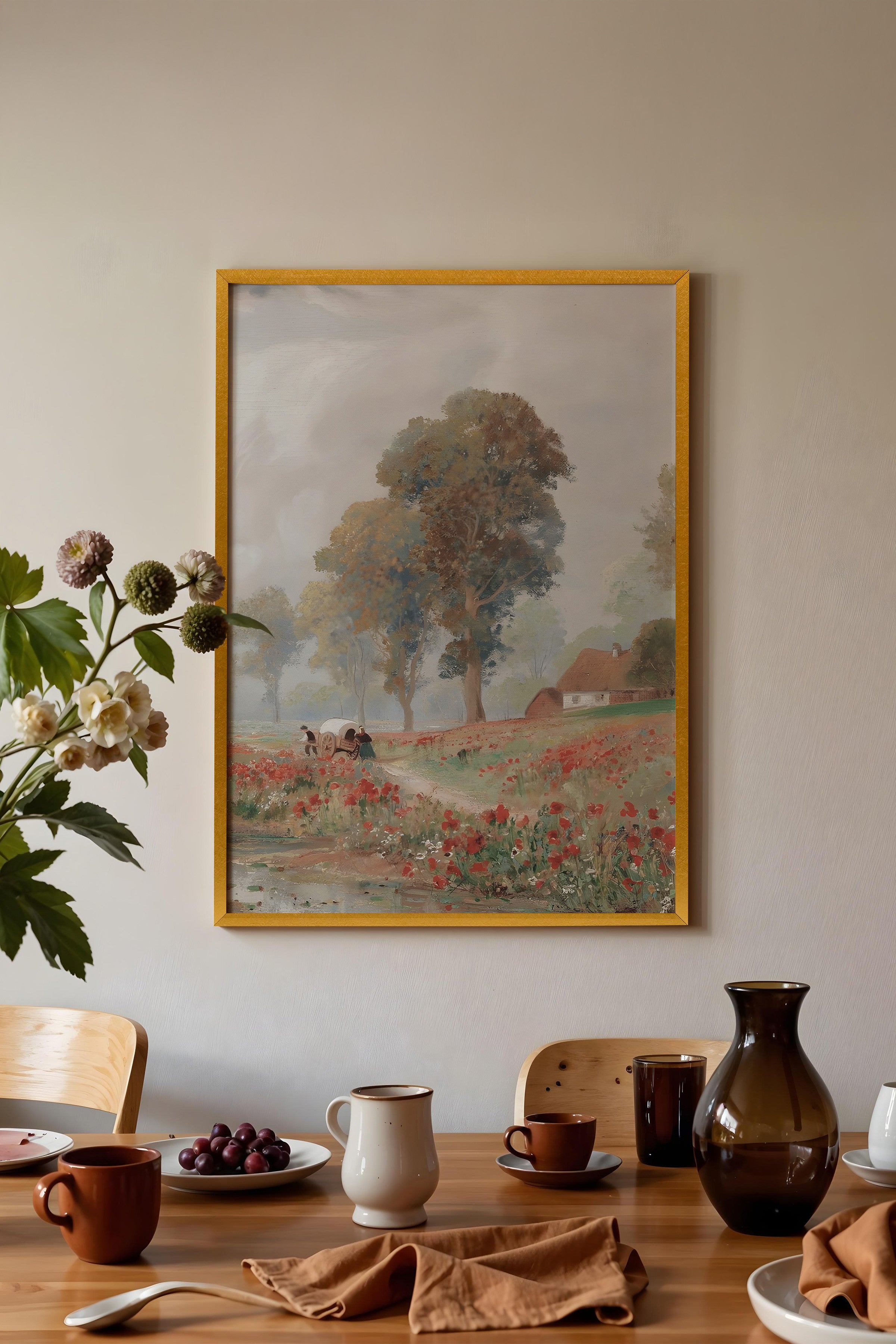 Vintage Tablo, Gold Çerçeveli Poster, Vintage Duvar Dekoru