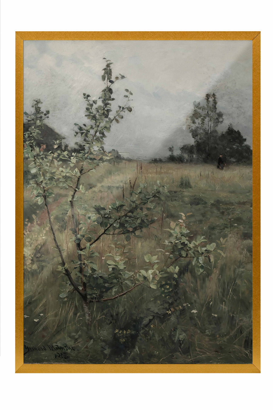 Farklı Tonlarda Doğa Manzarası Vintage Poster – Gold Çerçeveli Tablo