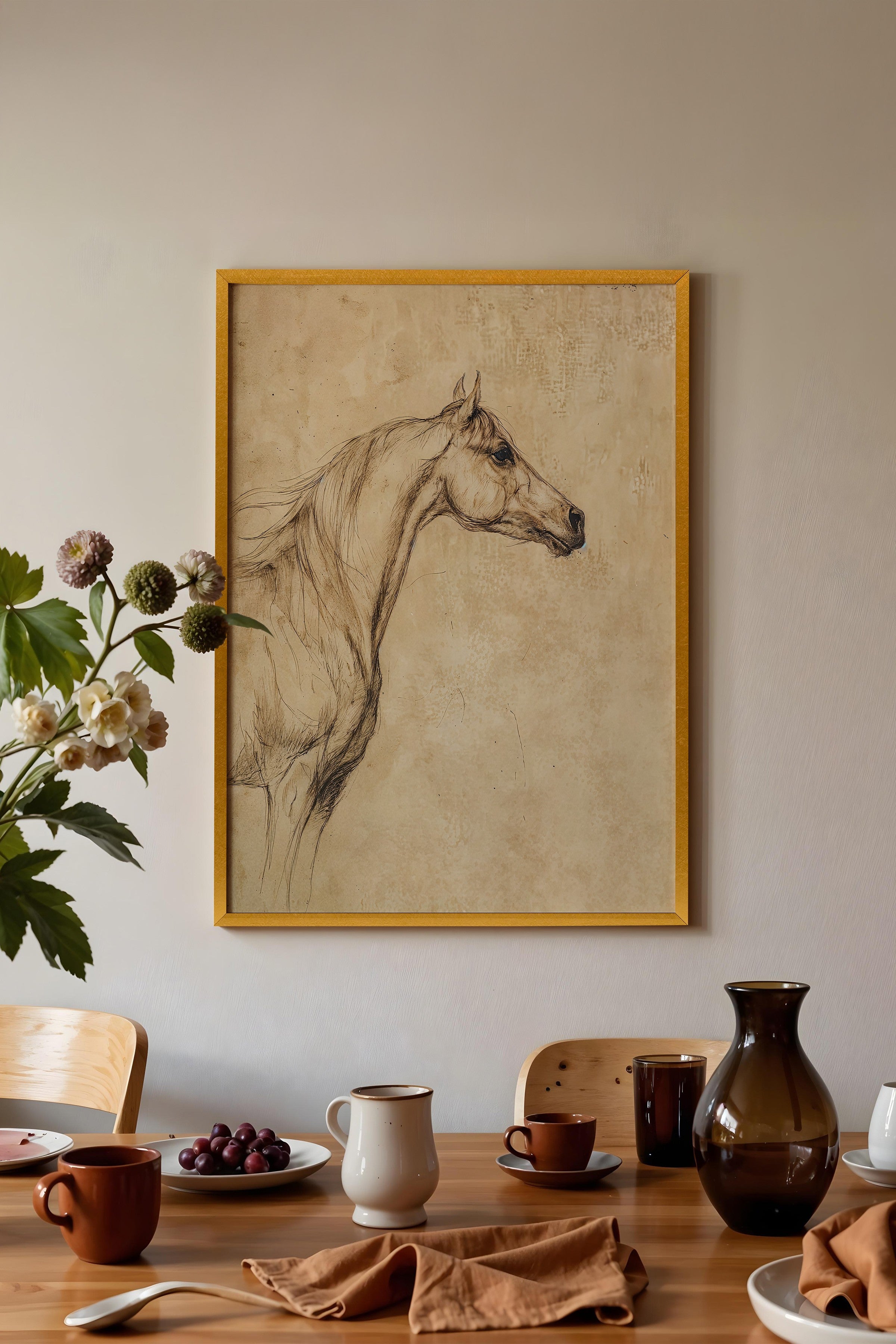 Vintage Tablo, Gold Çerçeveli Poster, Vintage Duvar Dekoru