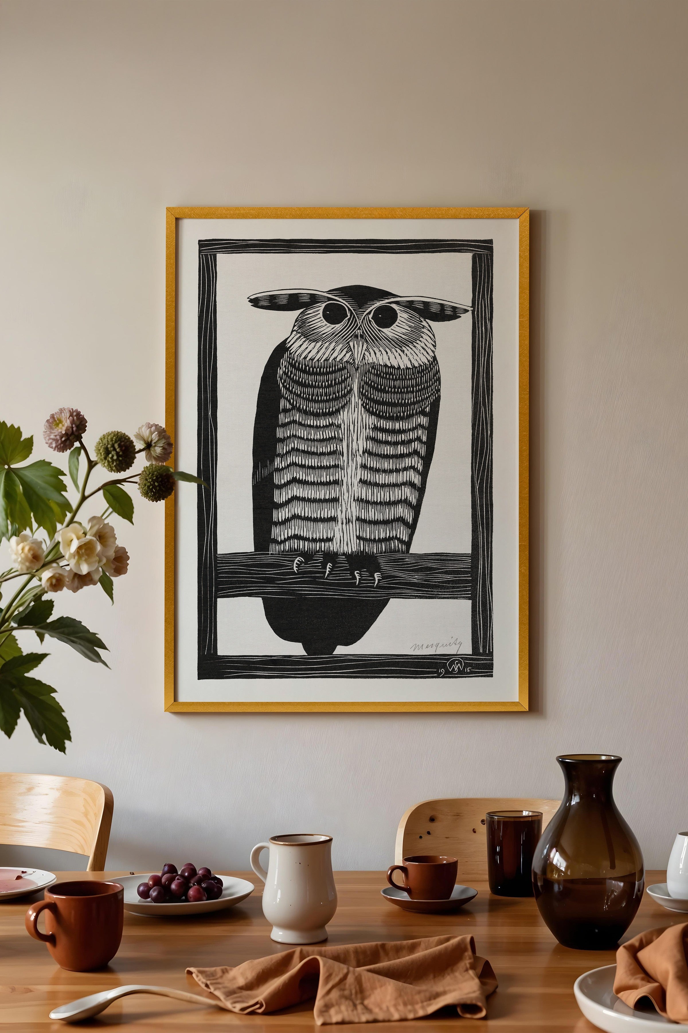 Vintage Tablo, Gold Çerçeveli Poster, Vintage Duvar Dekoru
