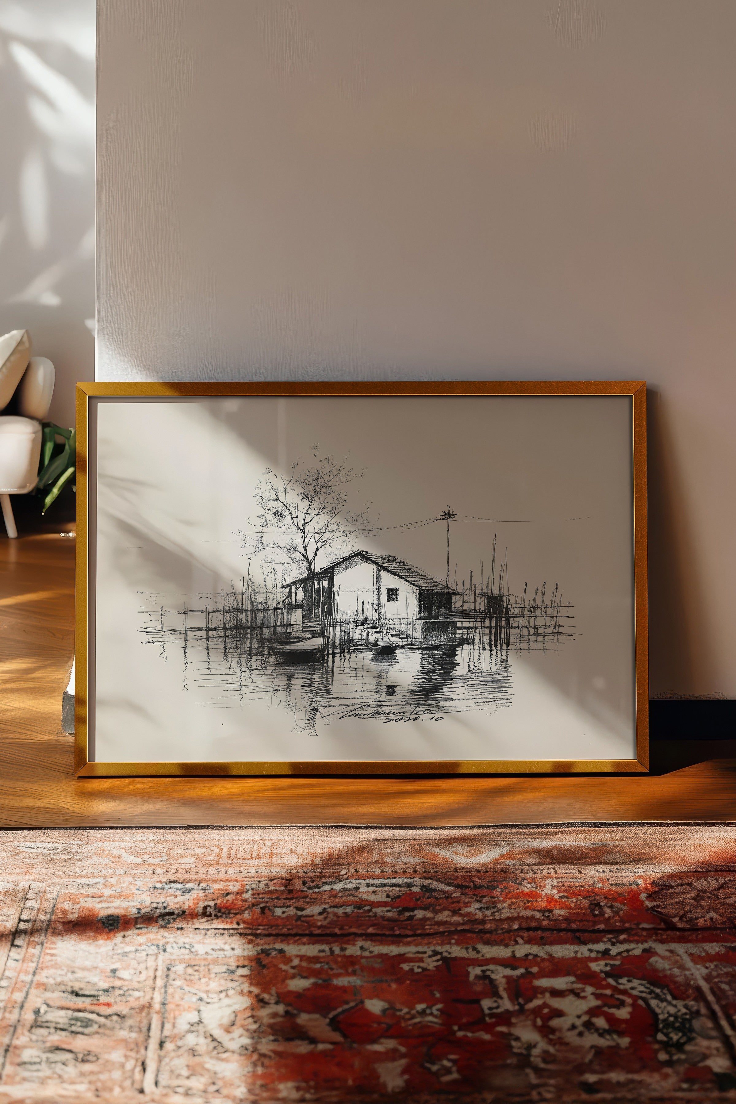 Vintage Tablo, Gold Çerçeveli Poster, Vintage Duvar Dekoru