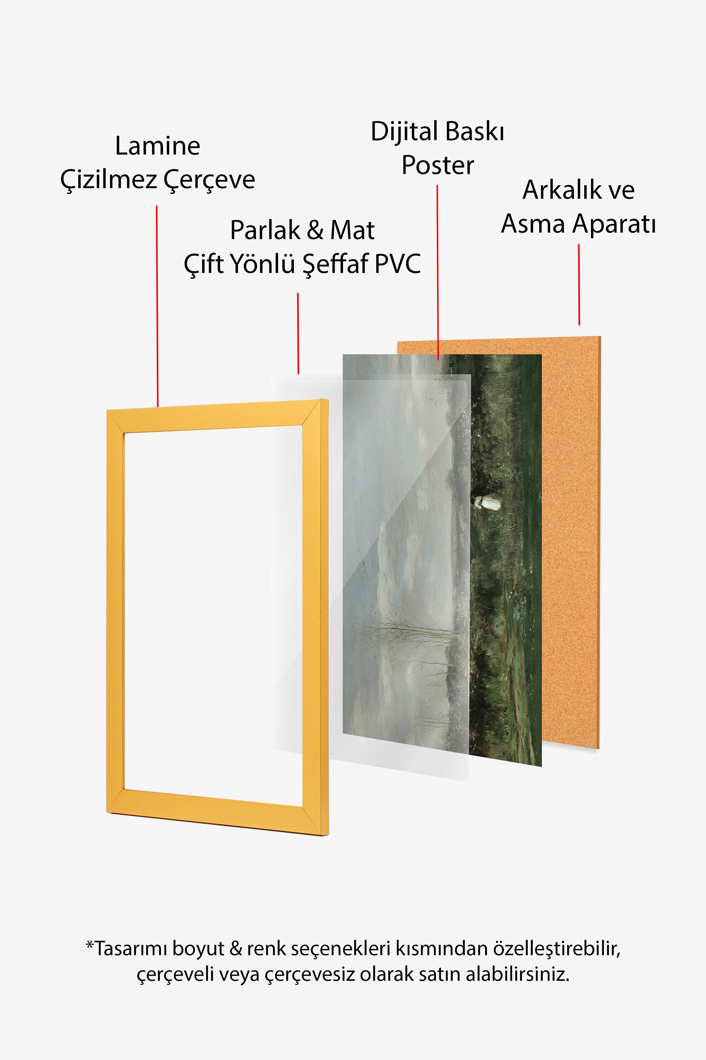 Vintage Tablo, Gold Çerçeveli Poster, Vintage Duvar Dekoru