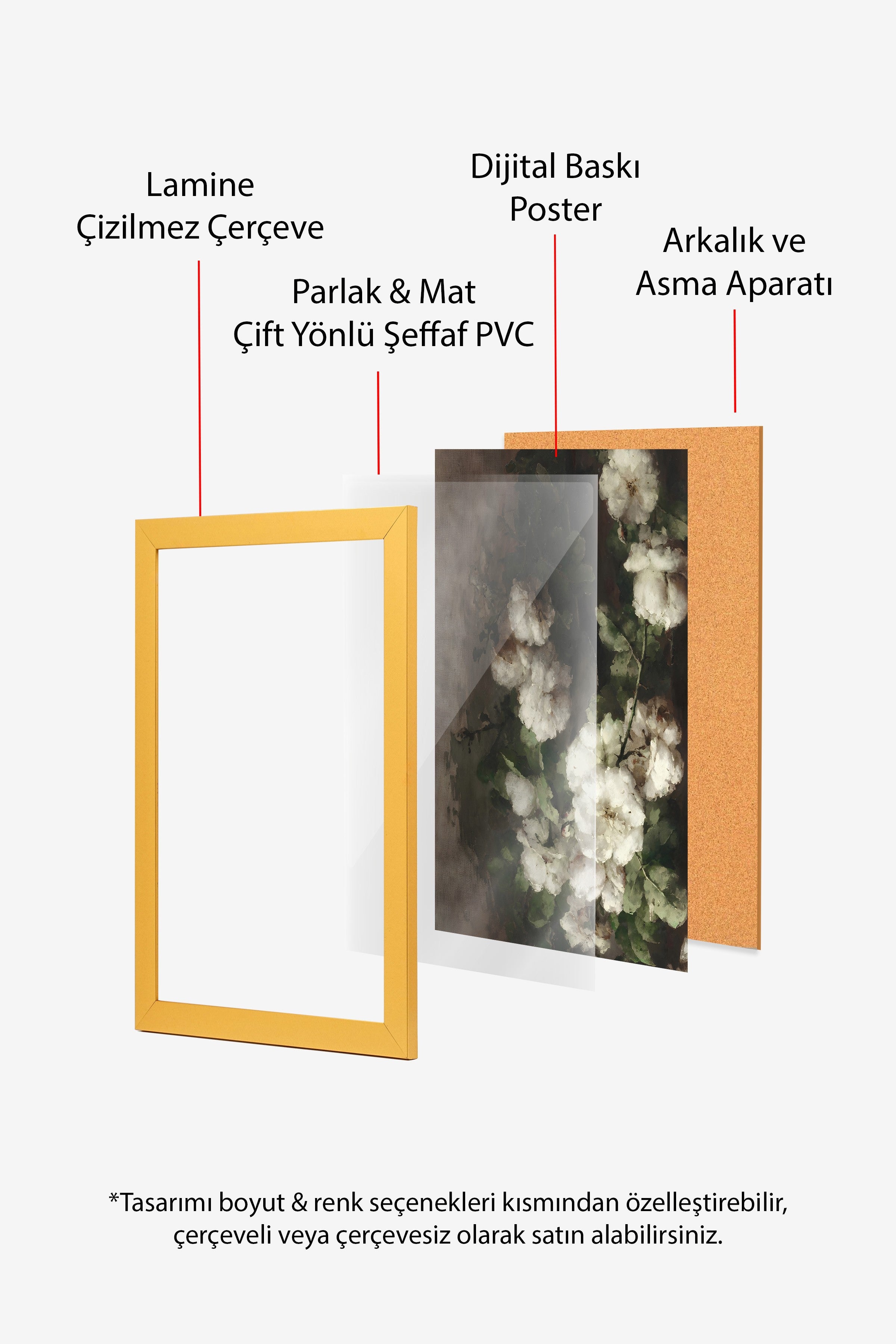 Vintage Tablo, Gold Çerçeveli Poster, Vintage Duvar Dekoru