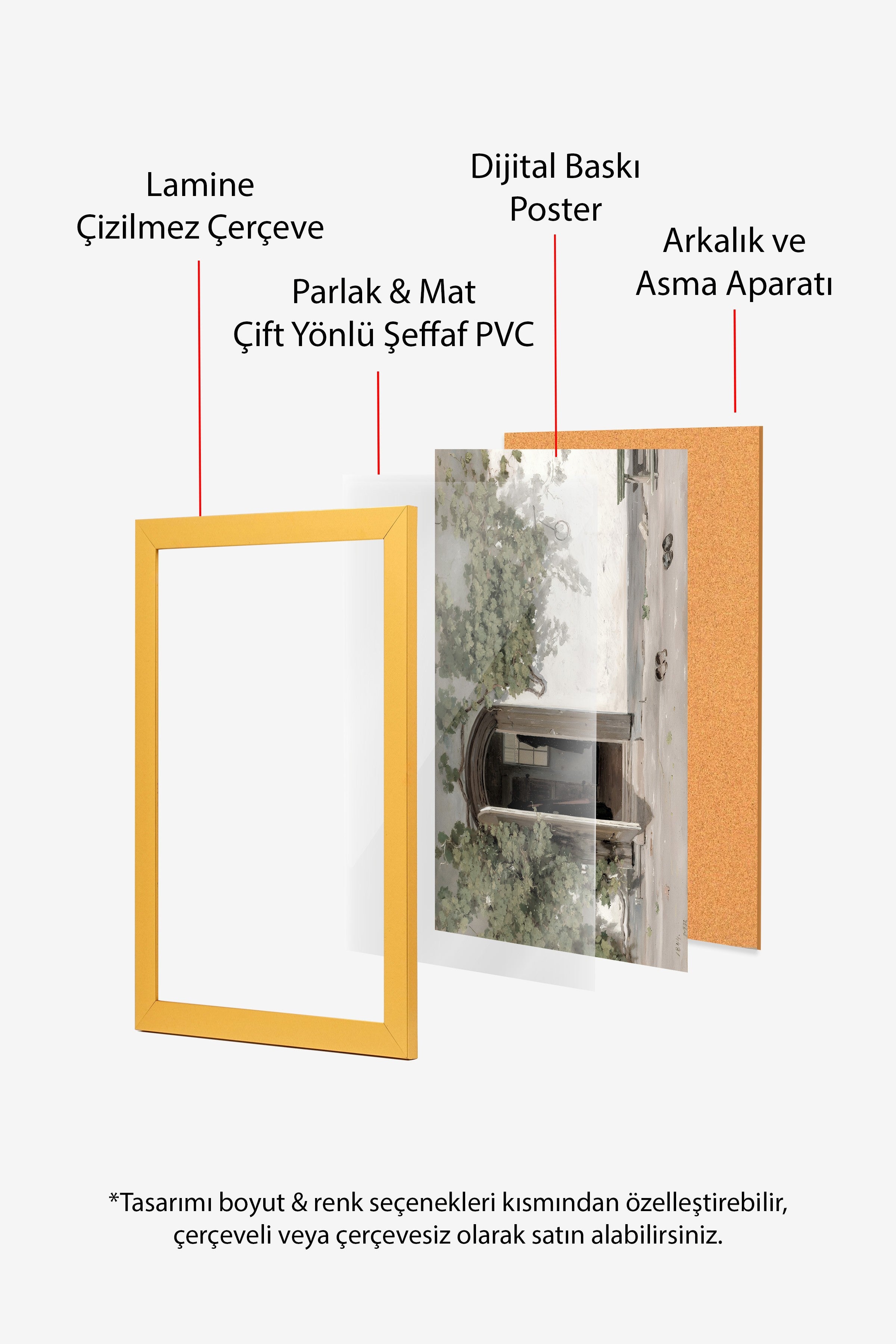 Vintage Tablo, Gold Çerçeveli Poster, Vintage Duvar Dekoru