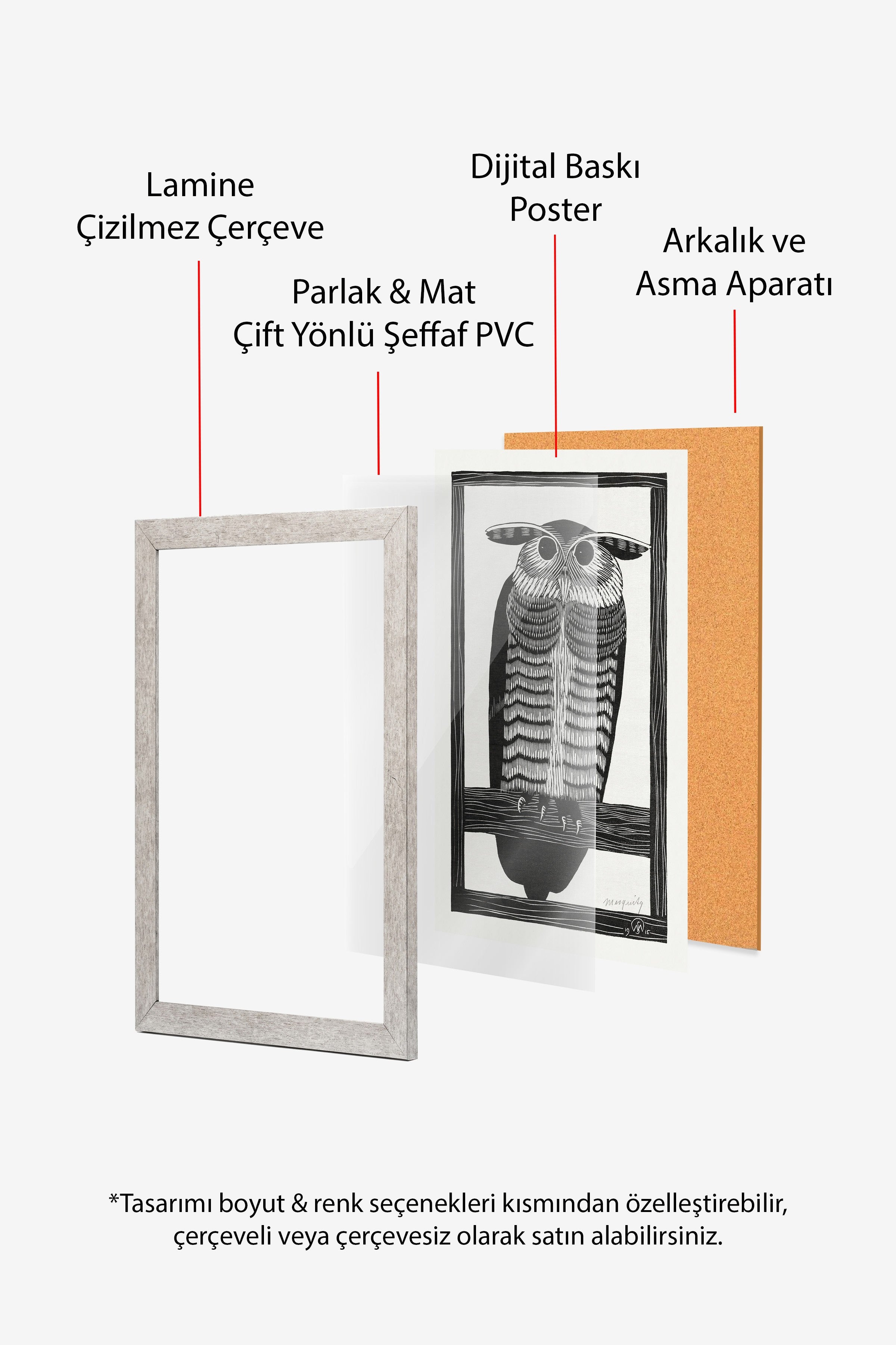 Vintage Tablo, Gümüş Çerçeveli Poster, Vintage Duvar Dekoru