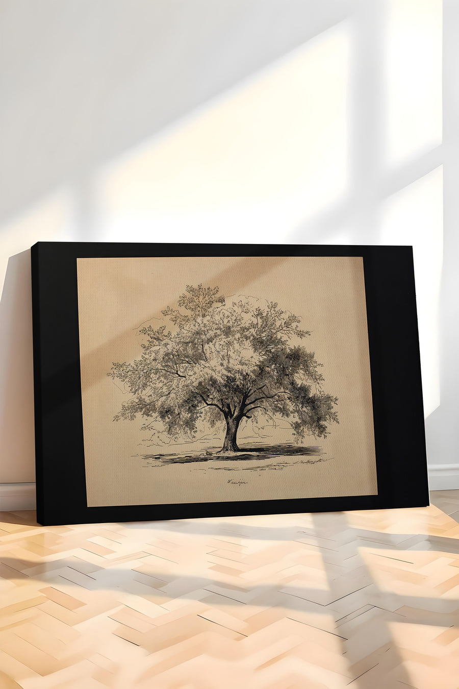 Ağaç Gravürü Vintage Kanvas Tablo