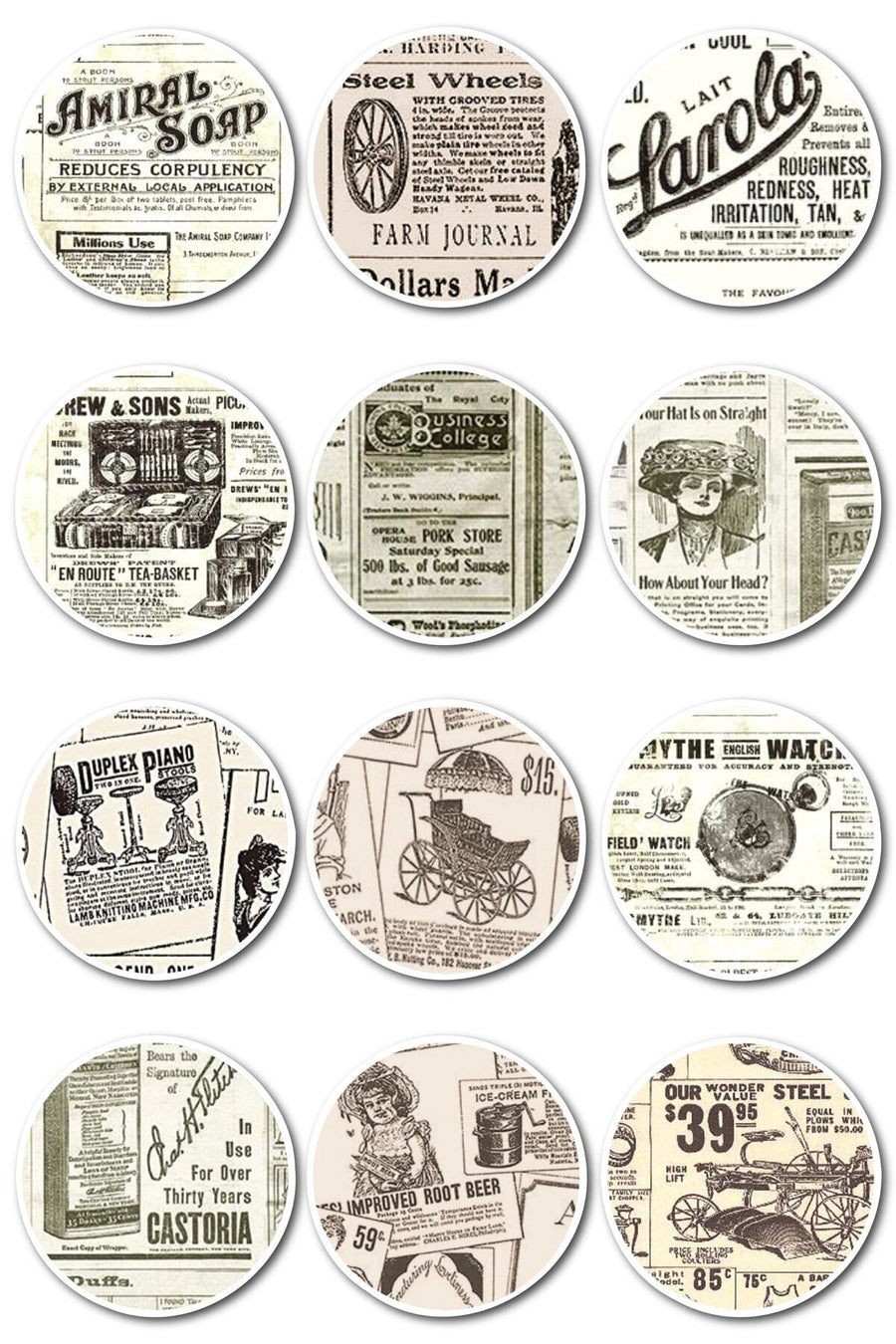 Vintage Temalı Sticker Seti - 12 Adet Etiket Seti- Telefon, Tablet, Defter Laptop Uyumlu Etiket