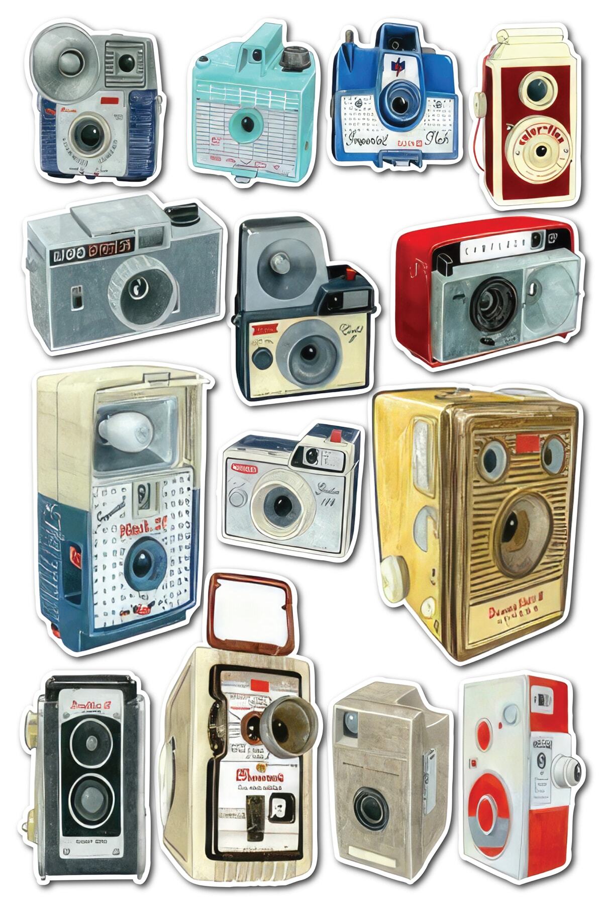 Vintage Temalı Sticker Seti - 15 Adet Etiket Seti- Telefon, Tablet, Defter Laptop Uyumlu Etiket