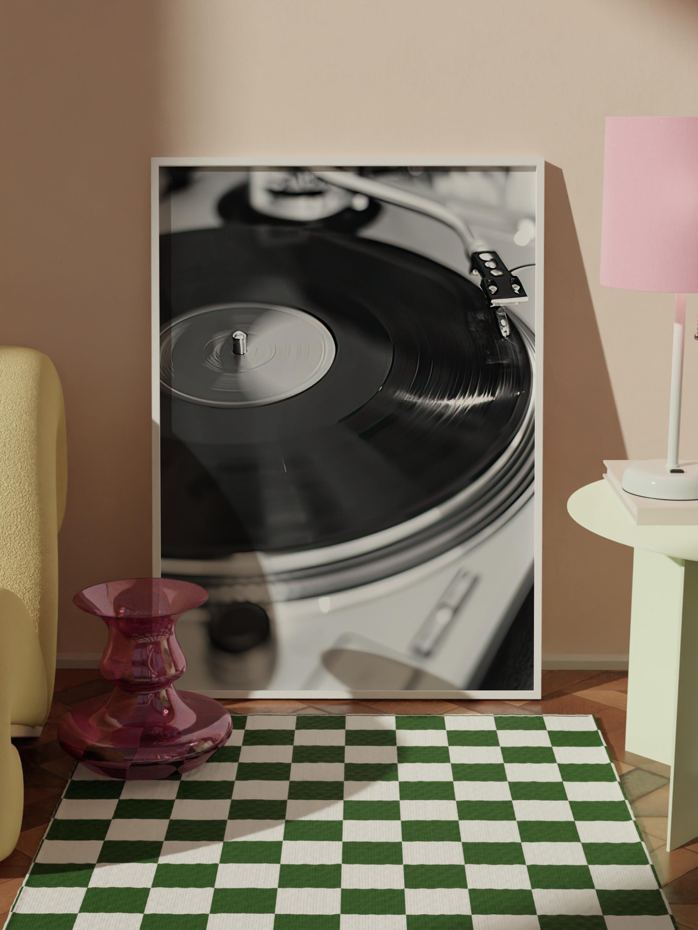 Vinyl Record Çerçeveli Tablo, Beyaz Çerçeve ve Poster, Dikey Duvar Tablosu Comfort Serisi NO:108394
