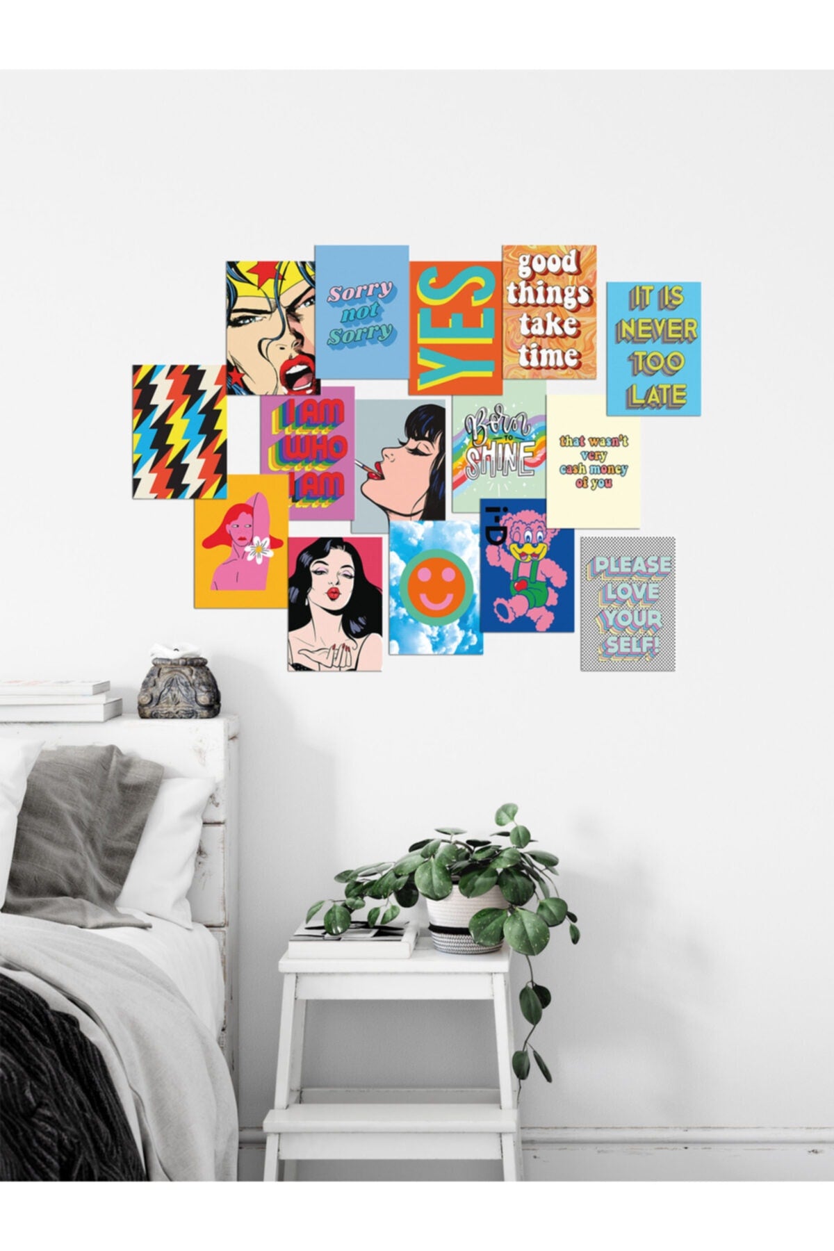 Vsco Duvar Kağıdı Seti, Retro Poster Kolaj Seti, Dekoratif Poster Kolaj Seti, Çerçevesiz Posterler