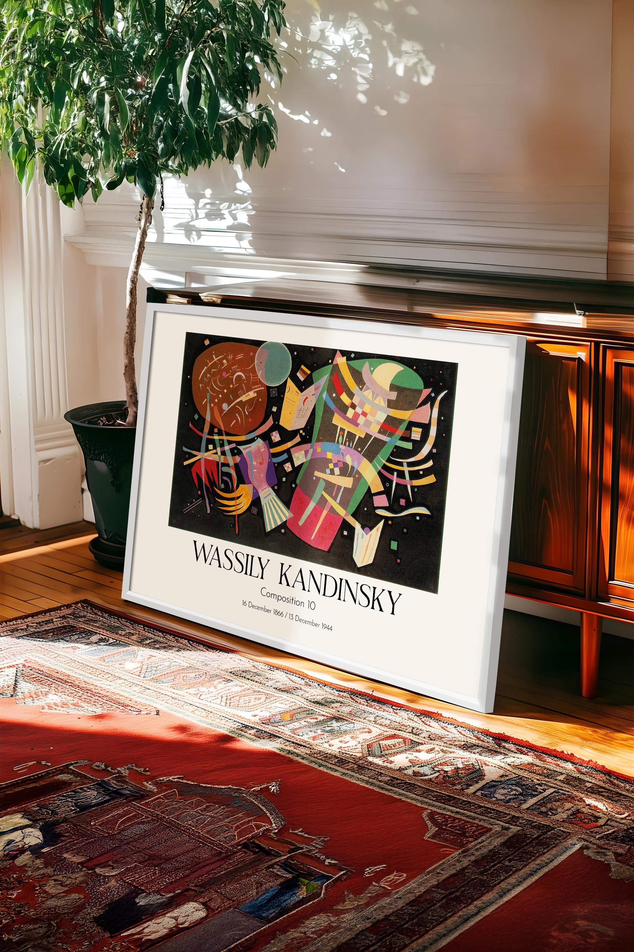 Wassily Kandinsky - Composition 10, Beyaz Çerçeveli Tablo, Sanat Serisi NO:112436