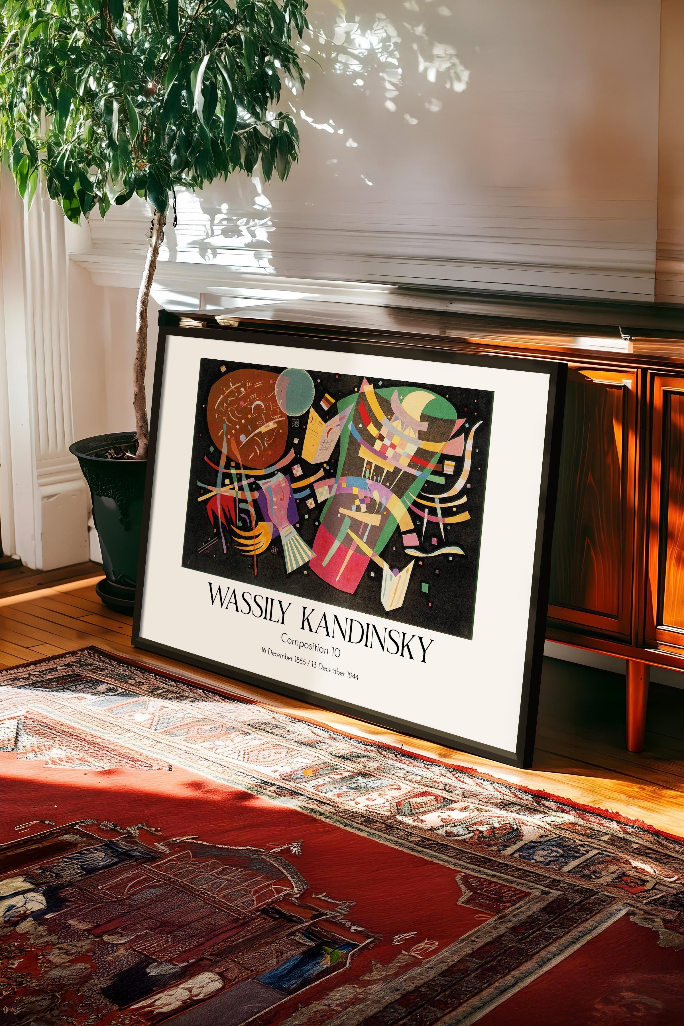 Wassily Kandinsky - Composition 10, Siyah Çerçeveli Tablo, Sanat Serisi NO:112436