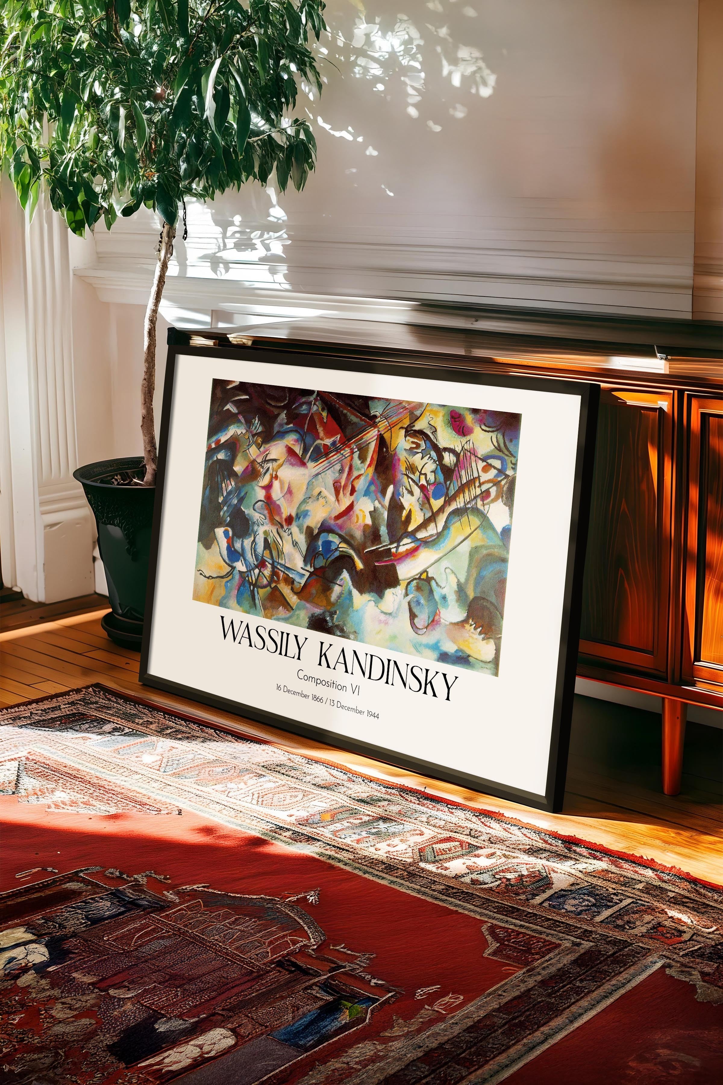 Wassily Kandinsky - Composition VI, Siyah Çerçeveli Tablo, Sanat Serisi NO:112438