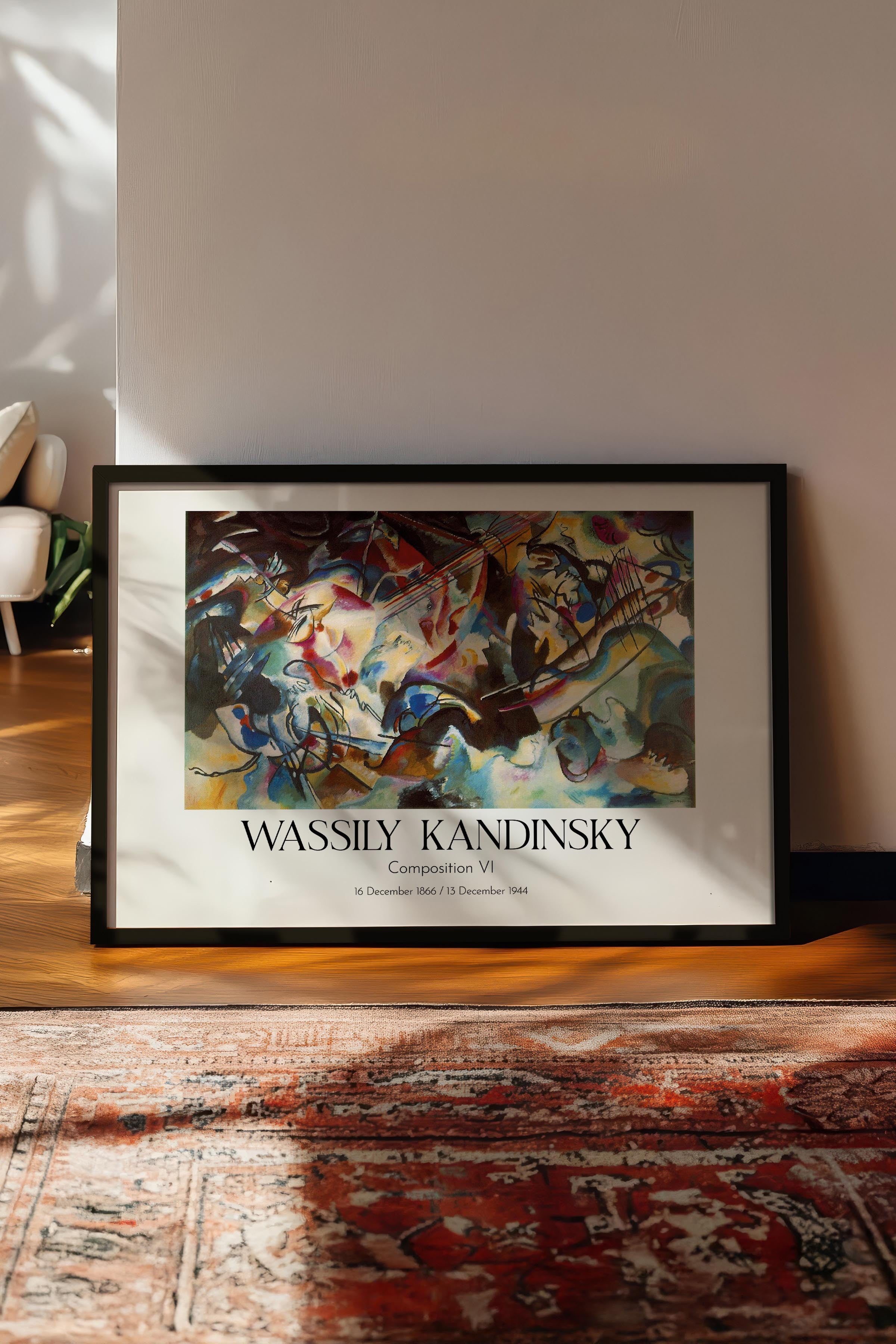Wassily Kandinsky - Composition VI, Siyah Çerçeveli Tablo, Sanat Serisi NO:112438