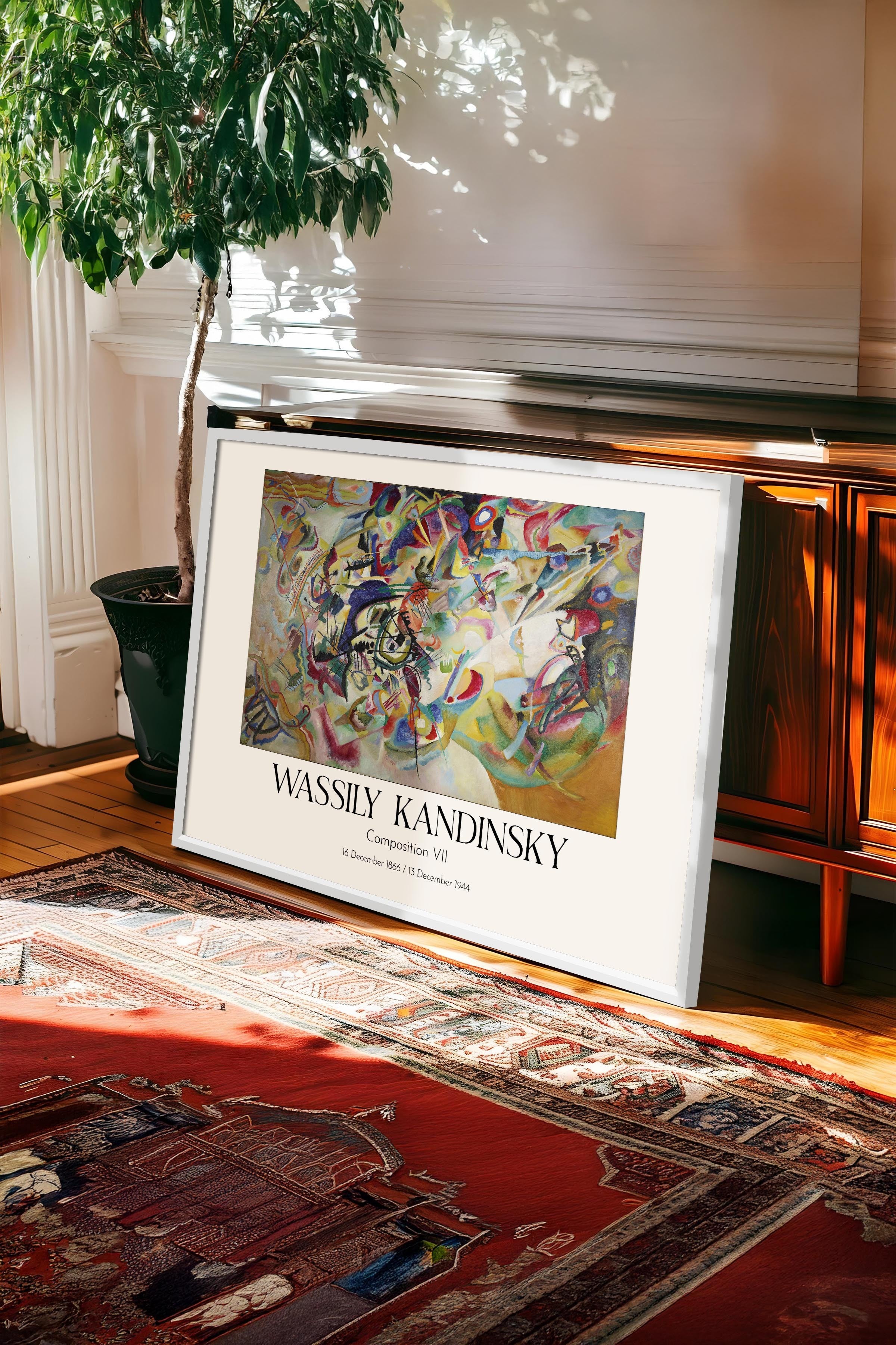 Wassily Kandinsky - Composition VII, Beyaz Çerçeveli Tablo, Sanat Serisi NO:112439