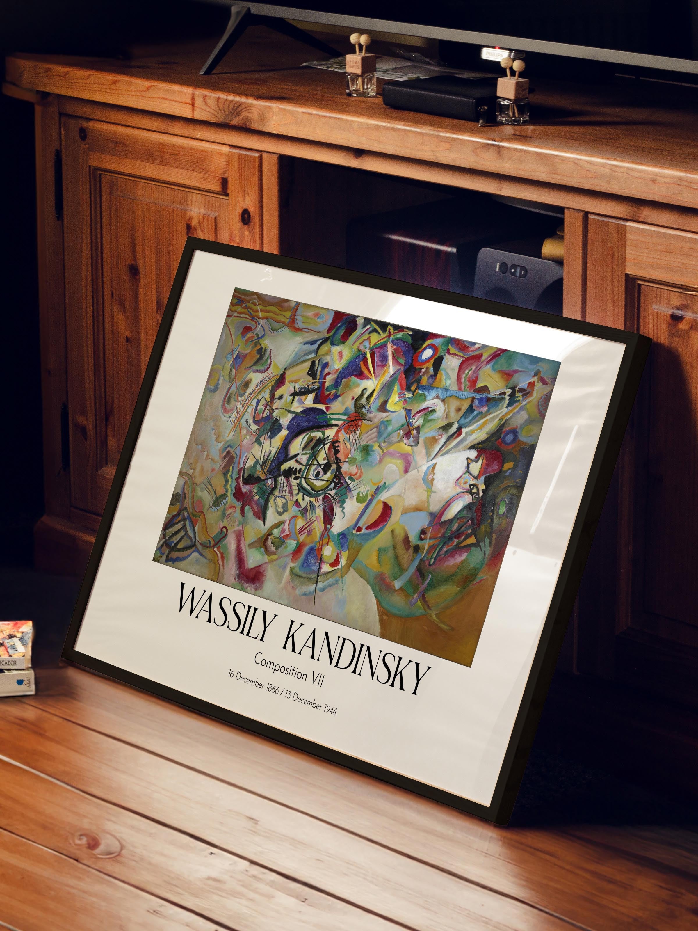 Wassily Kandinsky - Composition VII, Siyah Çerçeveli Tablo, Sanat Serisi NO:112439