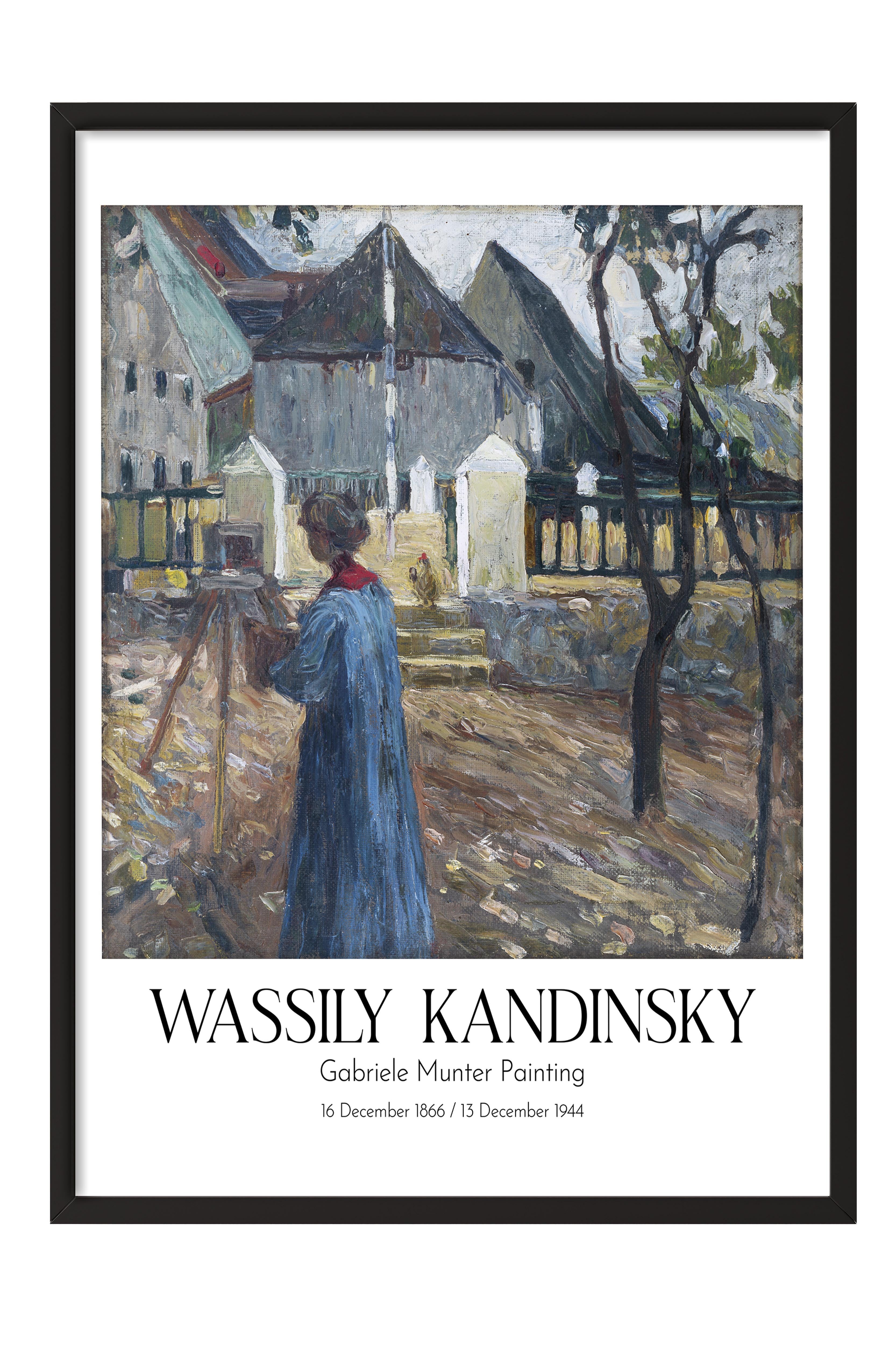 Wassily Kandinsky - Gabriele Munter Painting, Siyah Çerçeveli Tablo, Sanat Serisi NO:112428