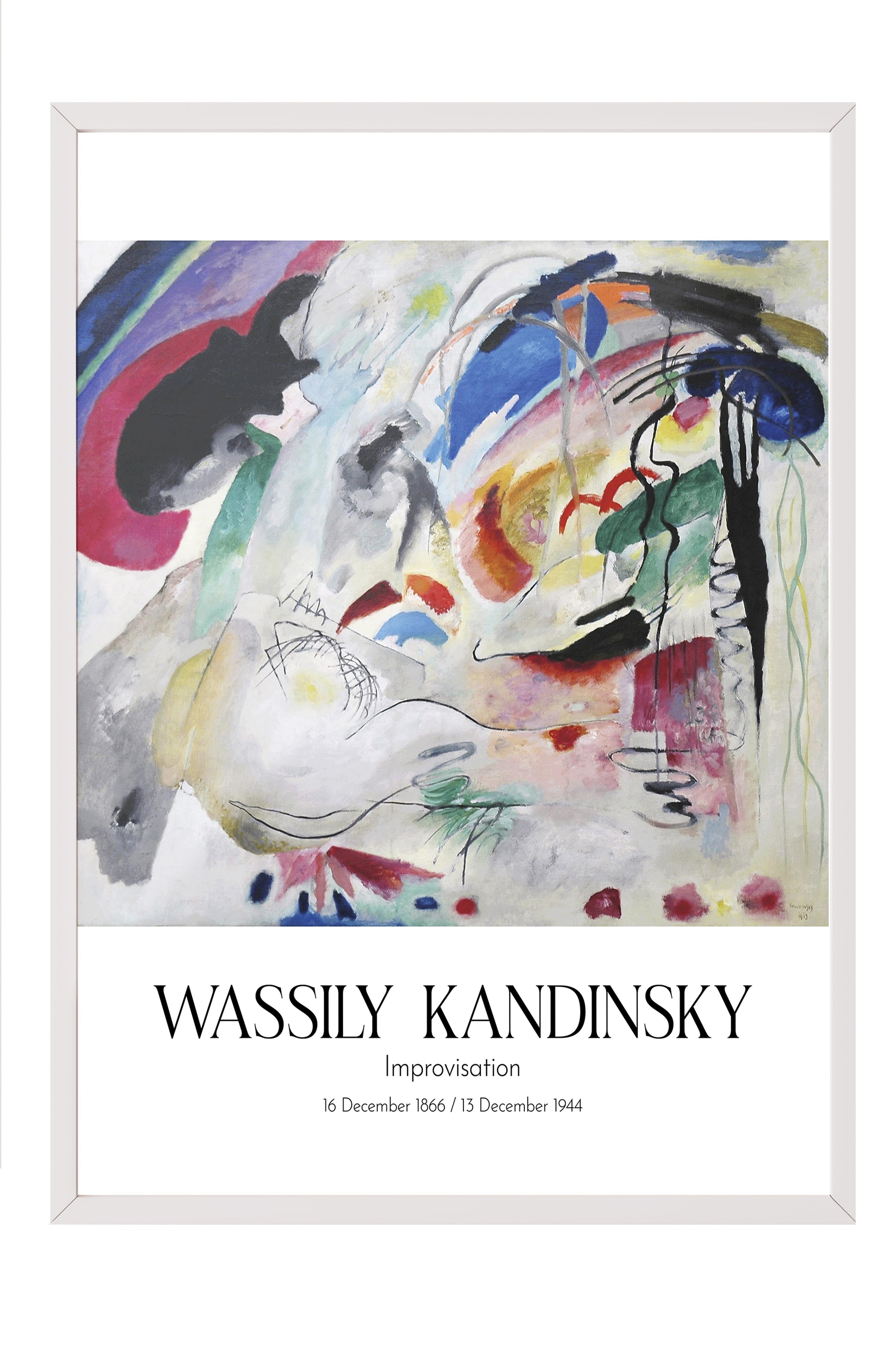 Wassily Kandinsky - Improvisation, Beyaz Çerçeveli Tablo, Sanat Serisi NO:112431
