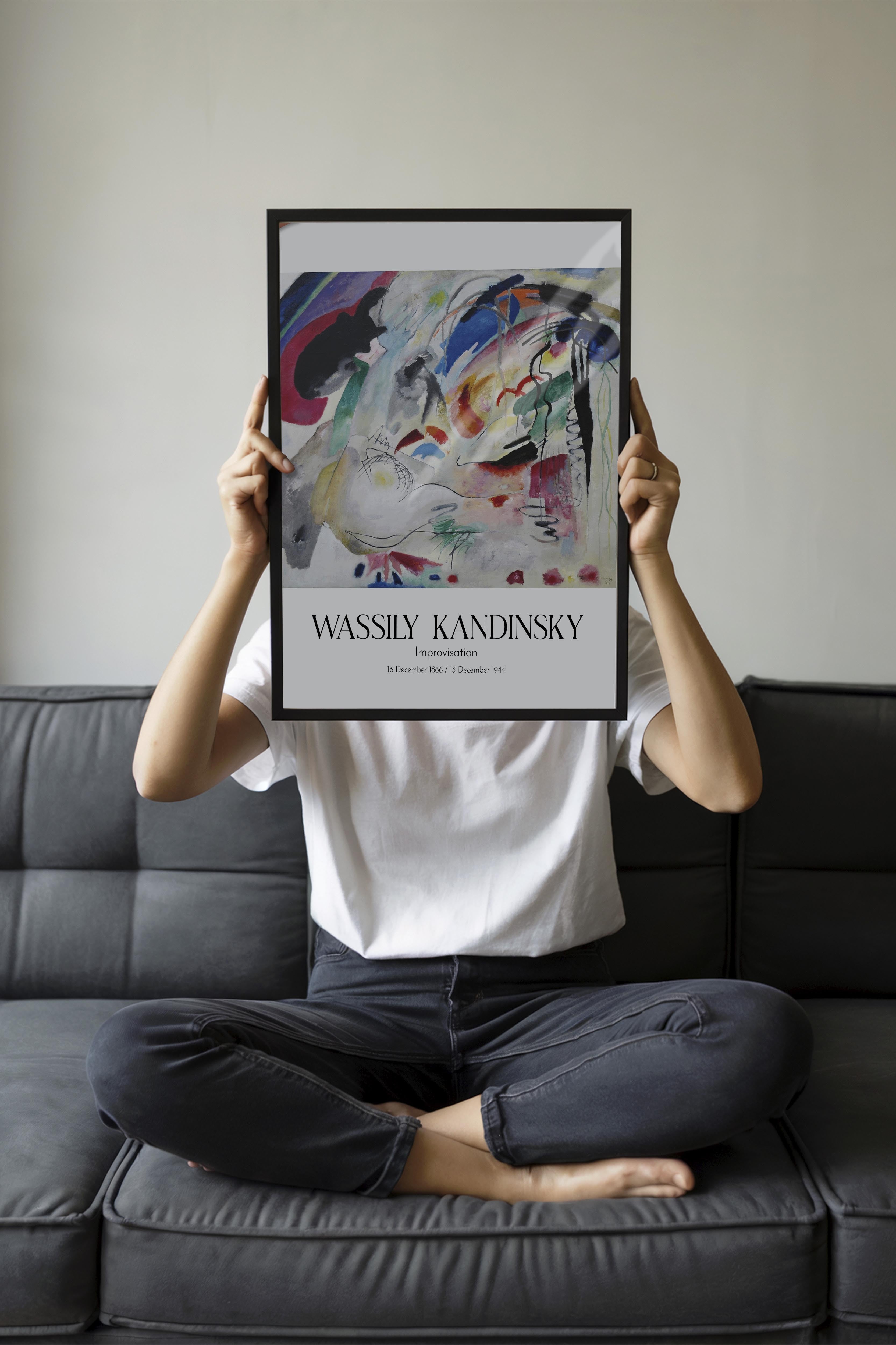 Wassily Kandinsky - Improvisation, Siyah Çerçeveli Tablo, Sanat Serisi NO:112431