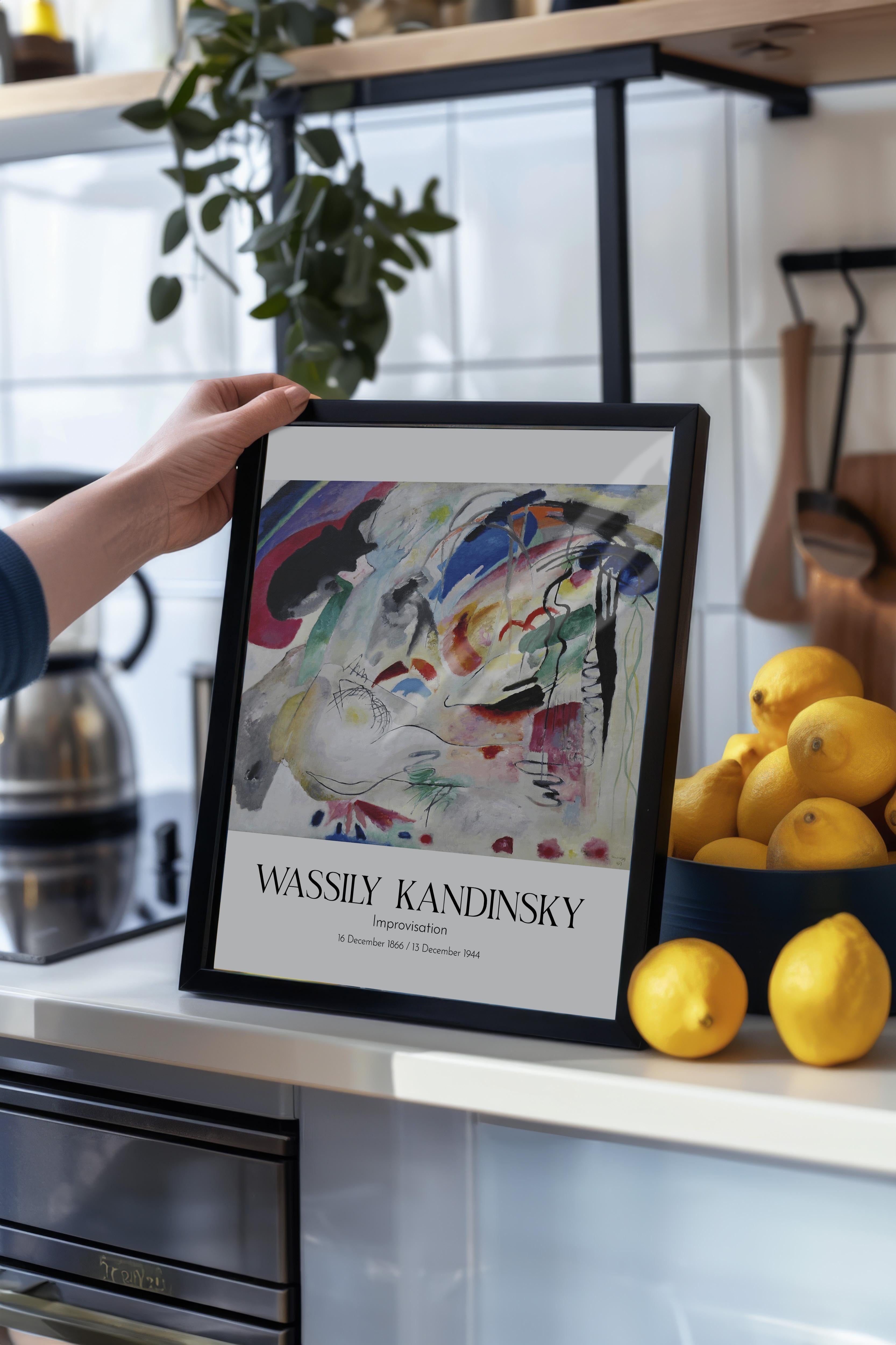 Wassily Kandinsky - Improvisation, Siyah Çerçeveli Tablo, Sanat Serisi NO:112431
