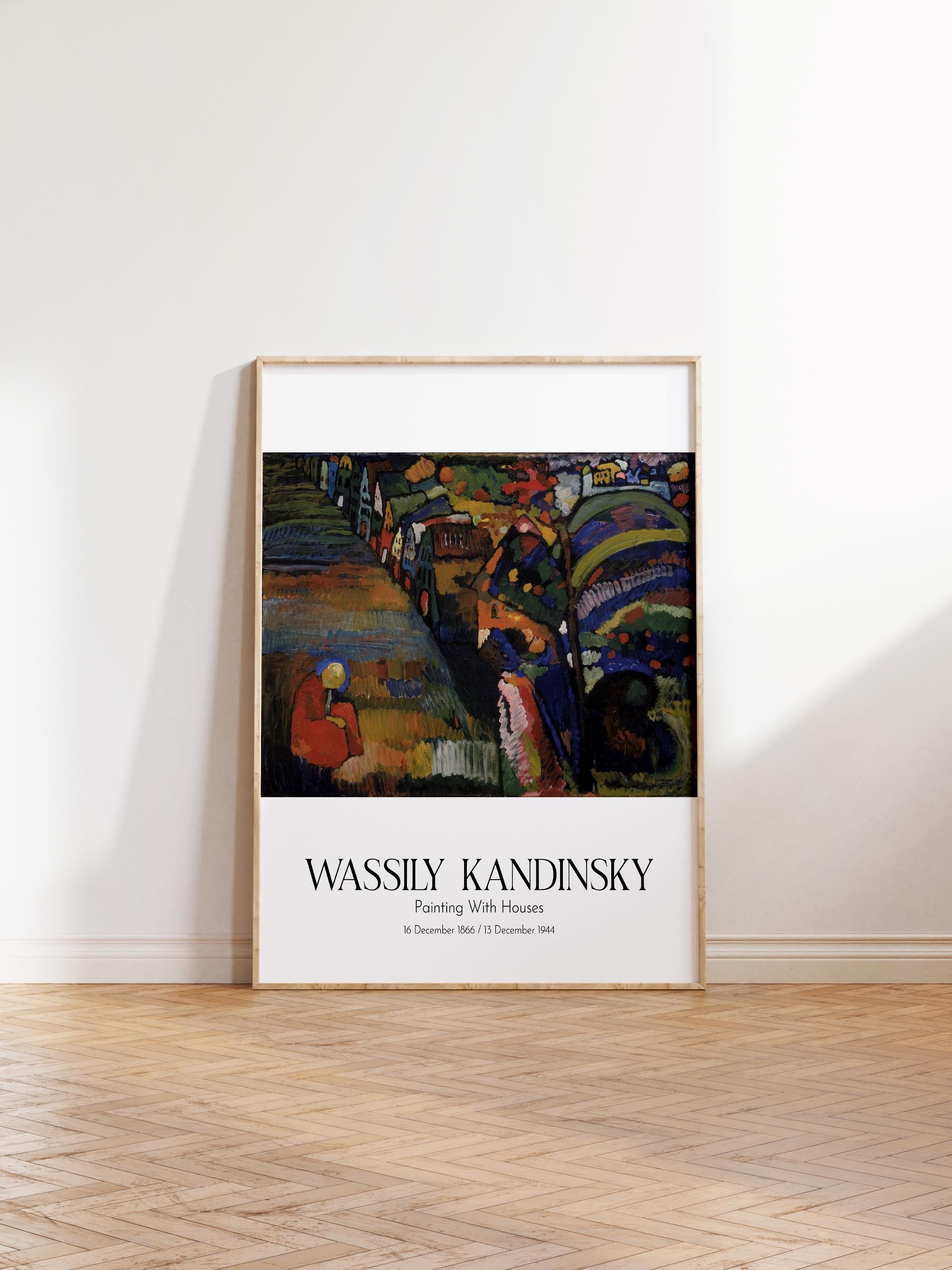 Wassily Kandinsky - Painting With Houses, Ahşap Çerçeveli Tablo, Sanat Serisi NO:112432