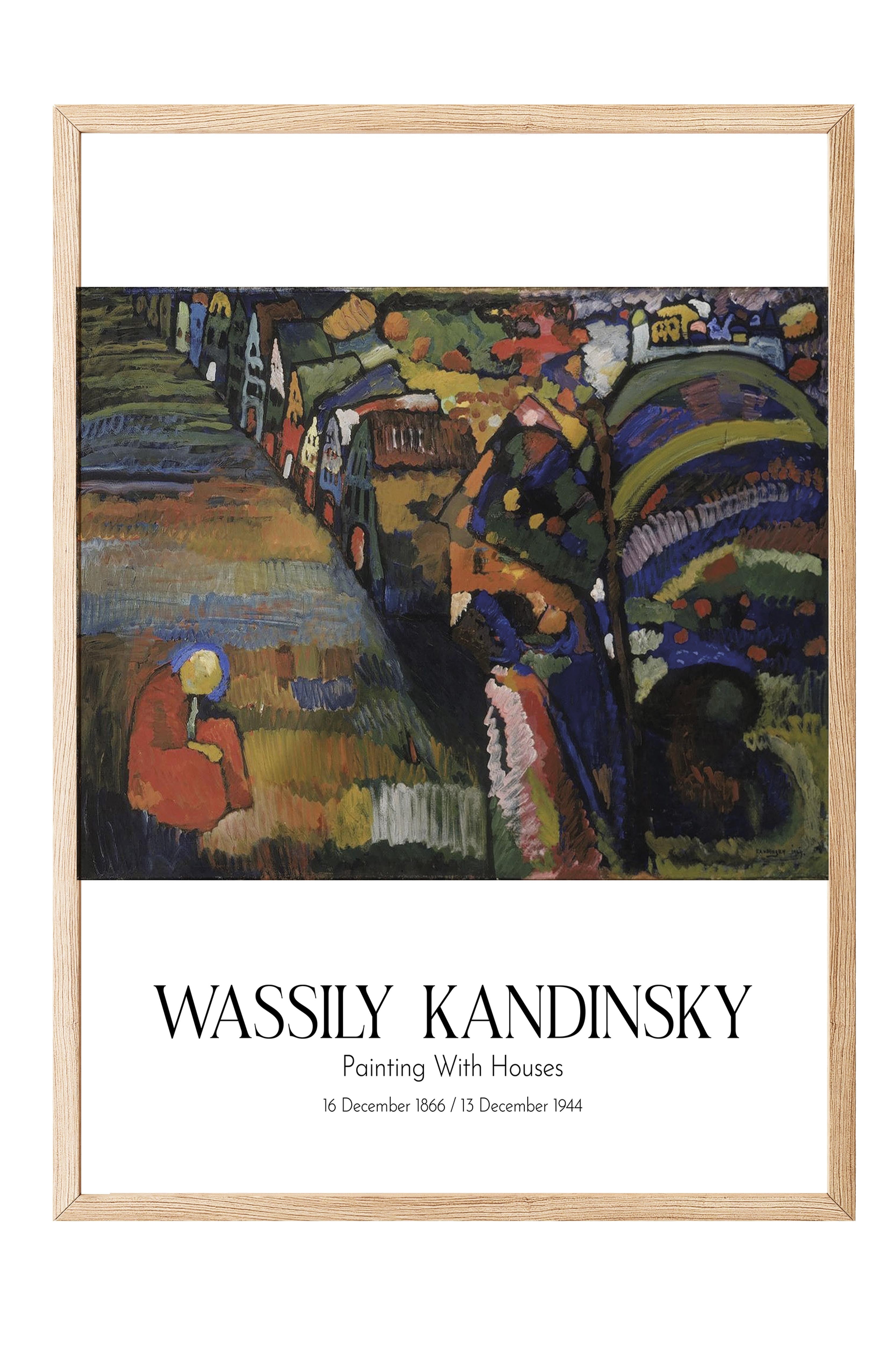 Wassily Kandinsky - Painting With Houses, Ahşap Çerçeveli Tablo, Sanat Serisi NO:112432