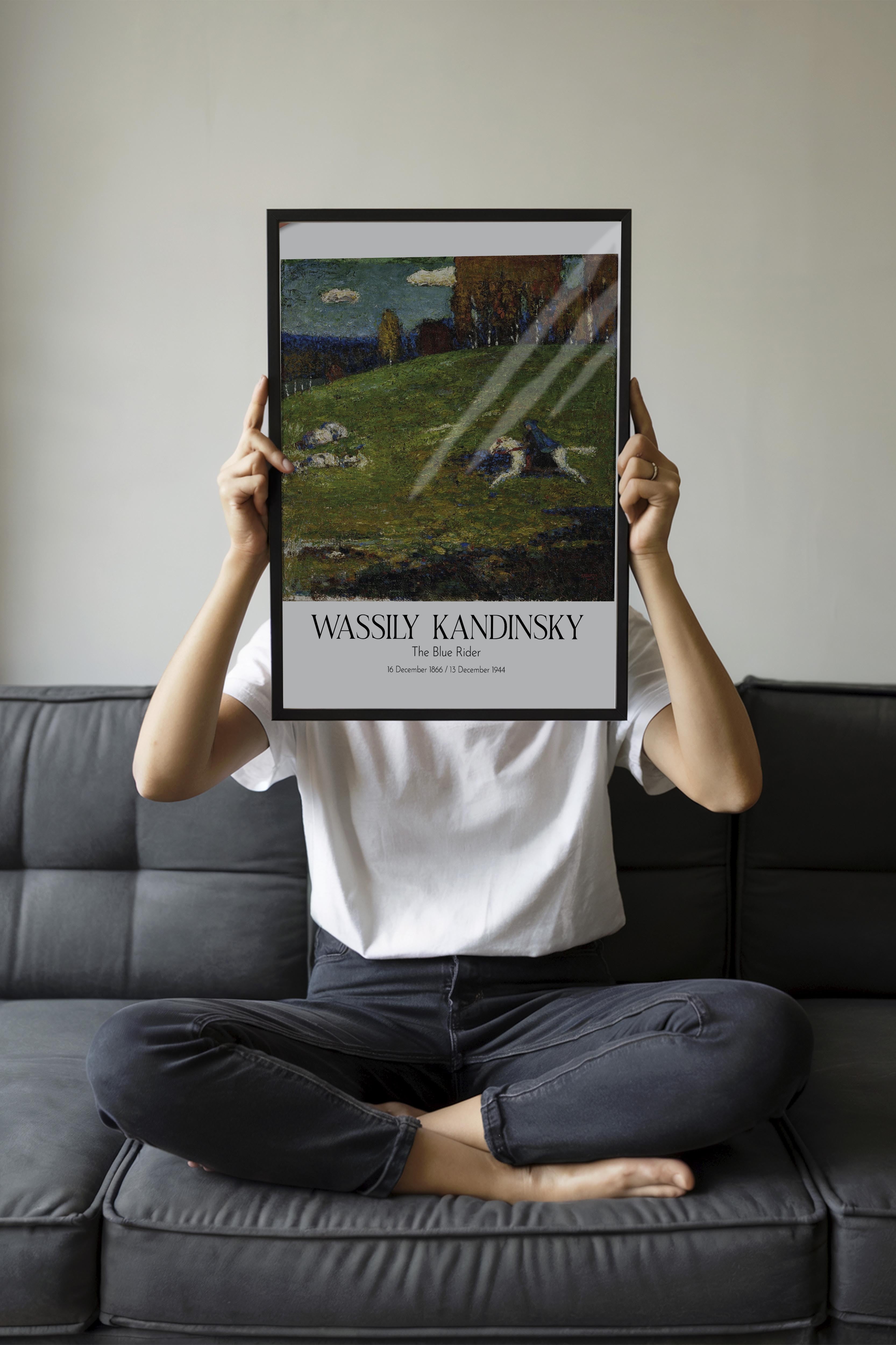 Wassily Kandinsky - The Blue Rider, Siyah Çerçeveli Tablo, Sanat Serisi NO:112434