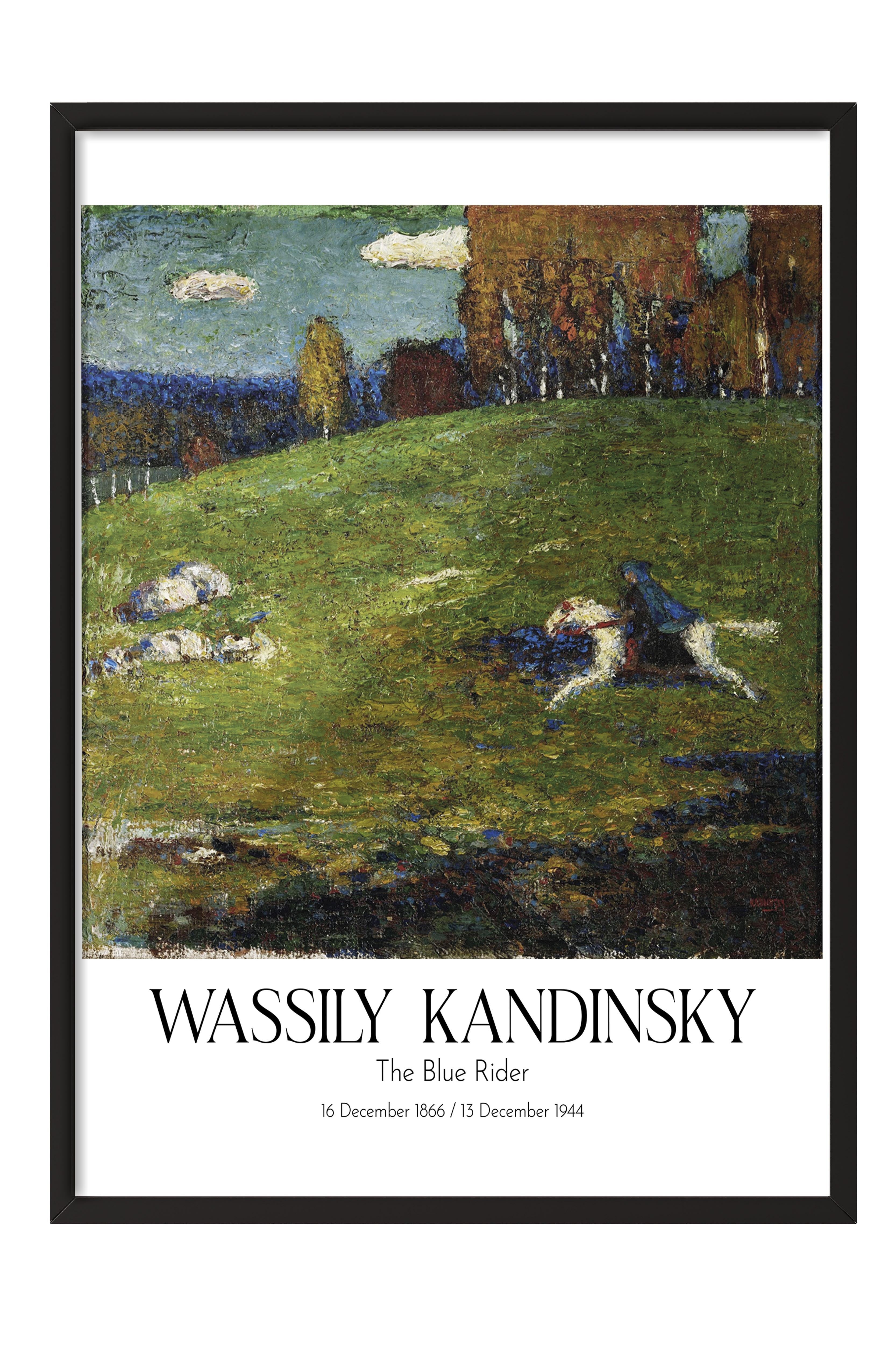 Wassily Kandinsky - The Blue Rider, Siyah Çerçeveli Tablo, Sanat Serisi NO:112434
