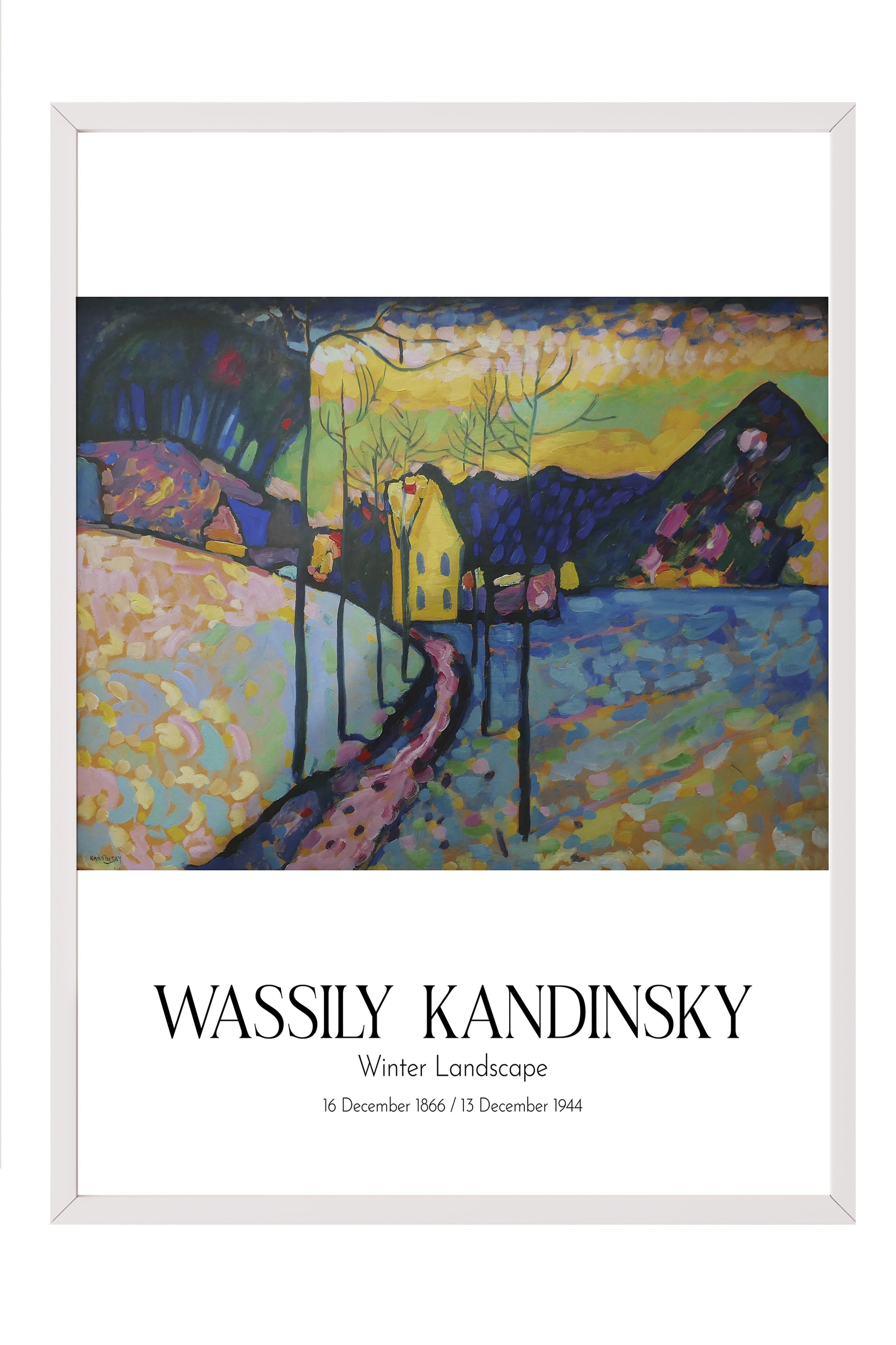 Wassily Kandinsky - Winter Landscape, Beyaz Çerçeveli Tablo, Sanat Serisi NO:112435