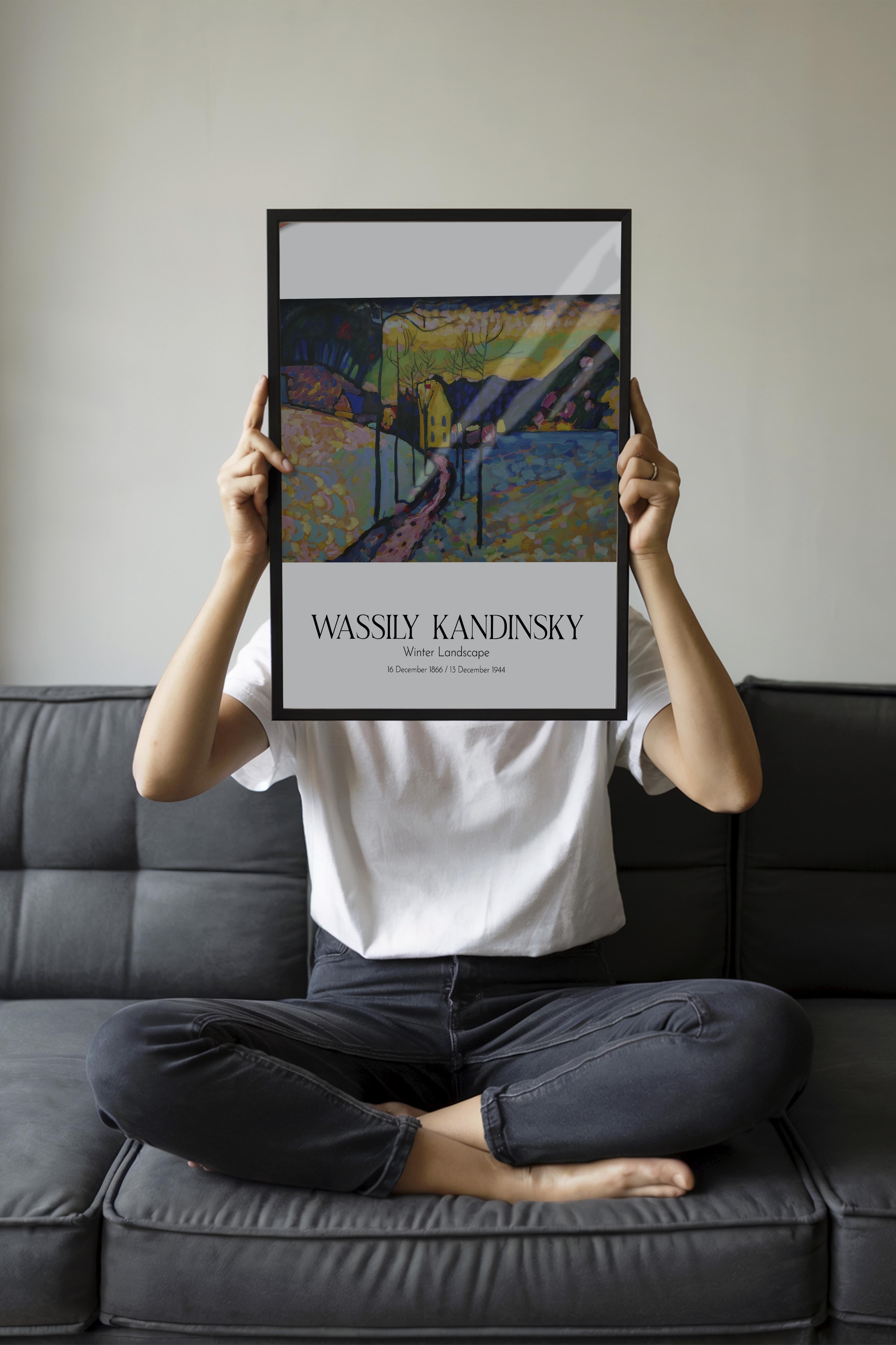 Wassily Kandinsky - Winter Landscape, Siyah Çerçeveli Tablo, Sanat Serisi NO:112435