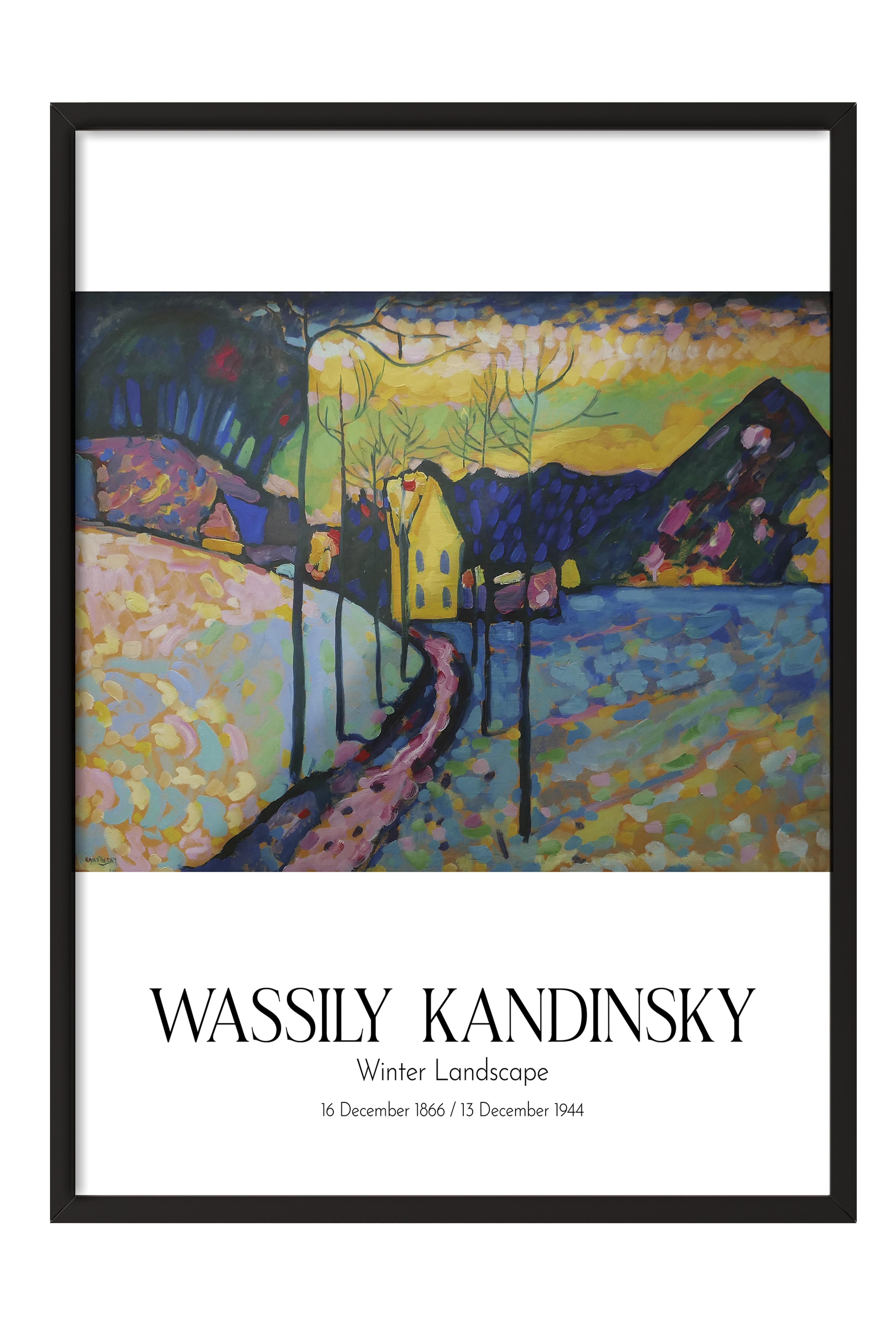 Wassily Kandinsky - Winter Landscape, Siyah Çerçeveli Tablo, Sanat Serisi NO:112435