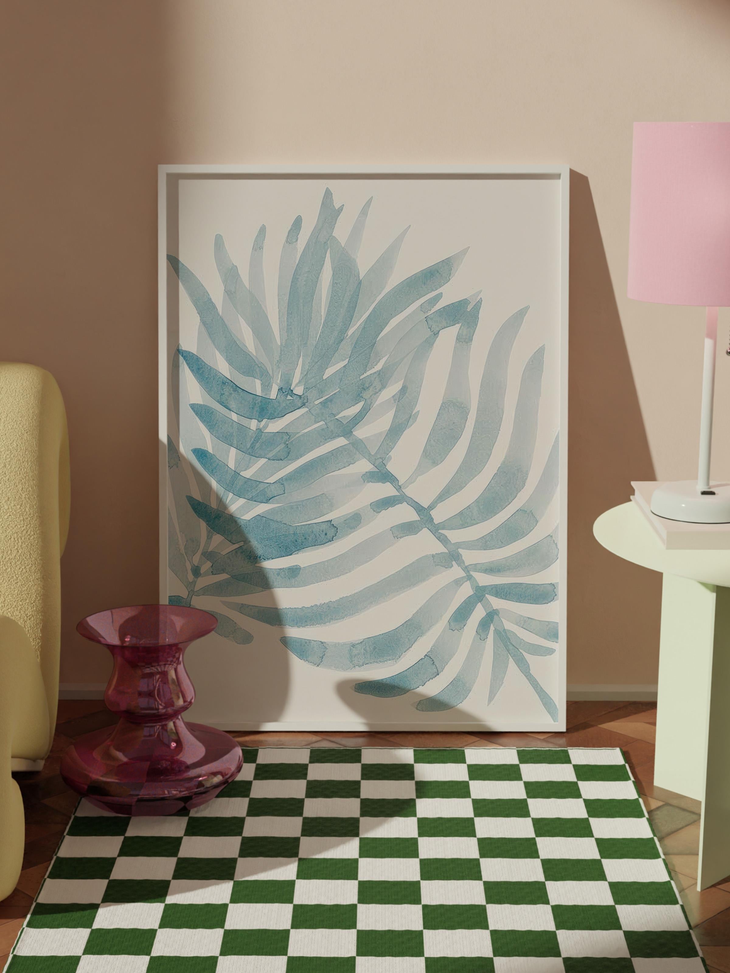 Watercolor Leaf Çerçeveli Tablo, Beyaz Çerçeve ve Poster, Duvar Tablosu Comfort Serisi NO:108538