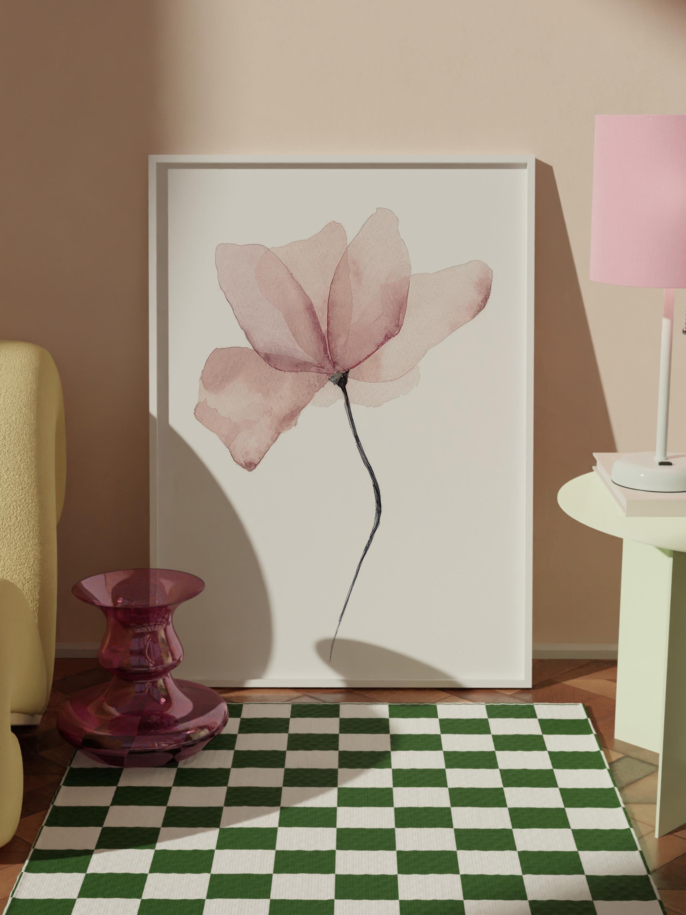 Watercolour Flower  Çerçeveli Tablo, Beyaz Çerçeve ve Poster, Duvar Tablosu Comfort Serisi NO:108492