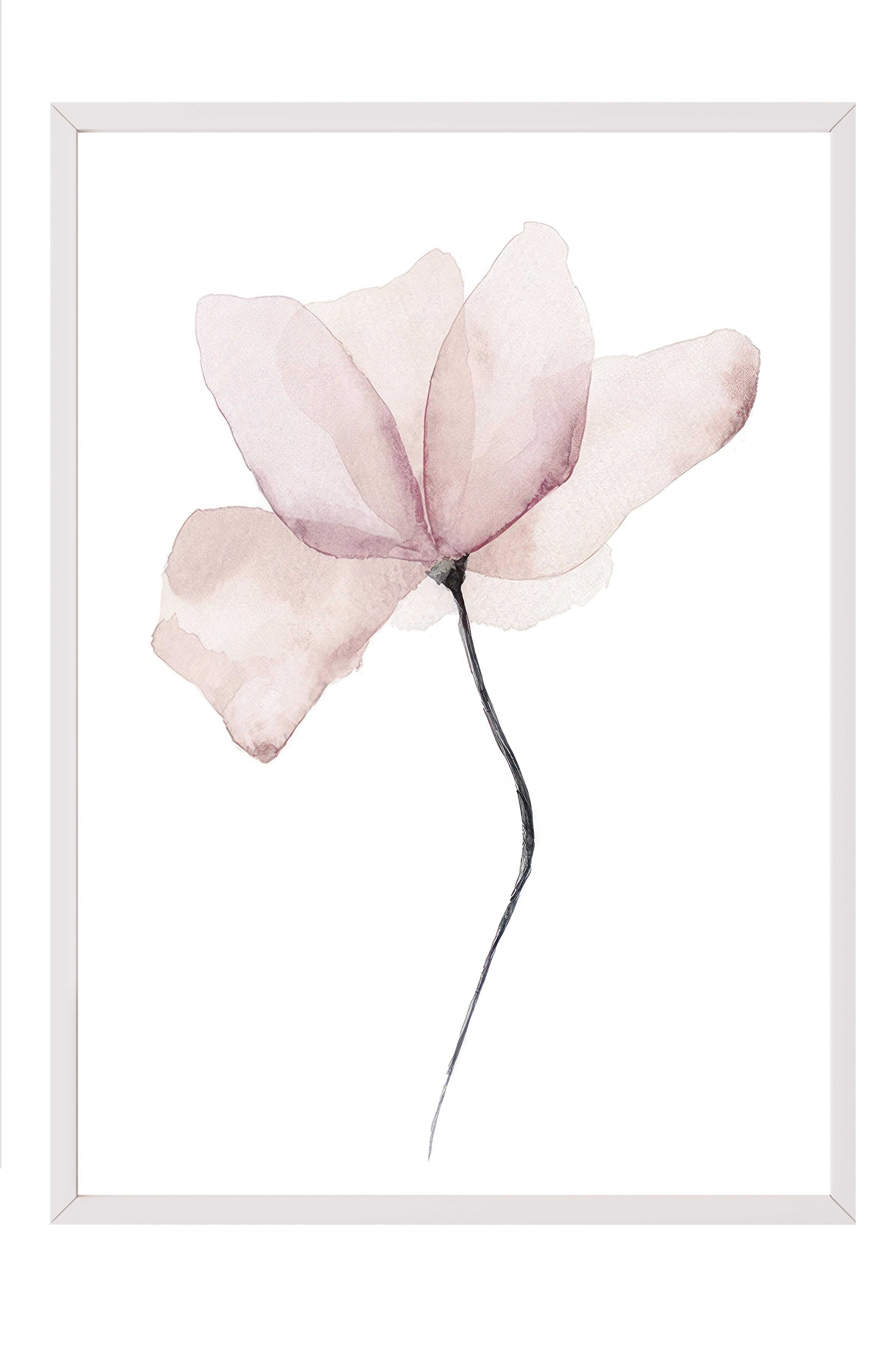 Watercolour Flower  Çerçeveli Tablo, Beyaz Çerçeve ve Poster, Duvar Tablosu Comfort Serisi NO:108492