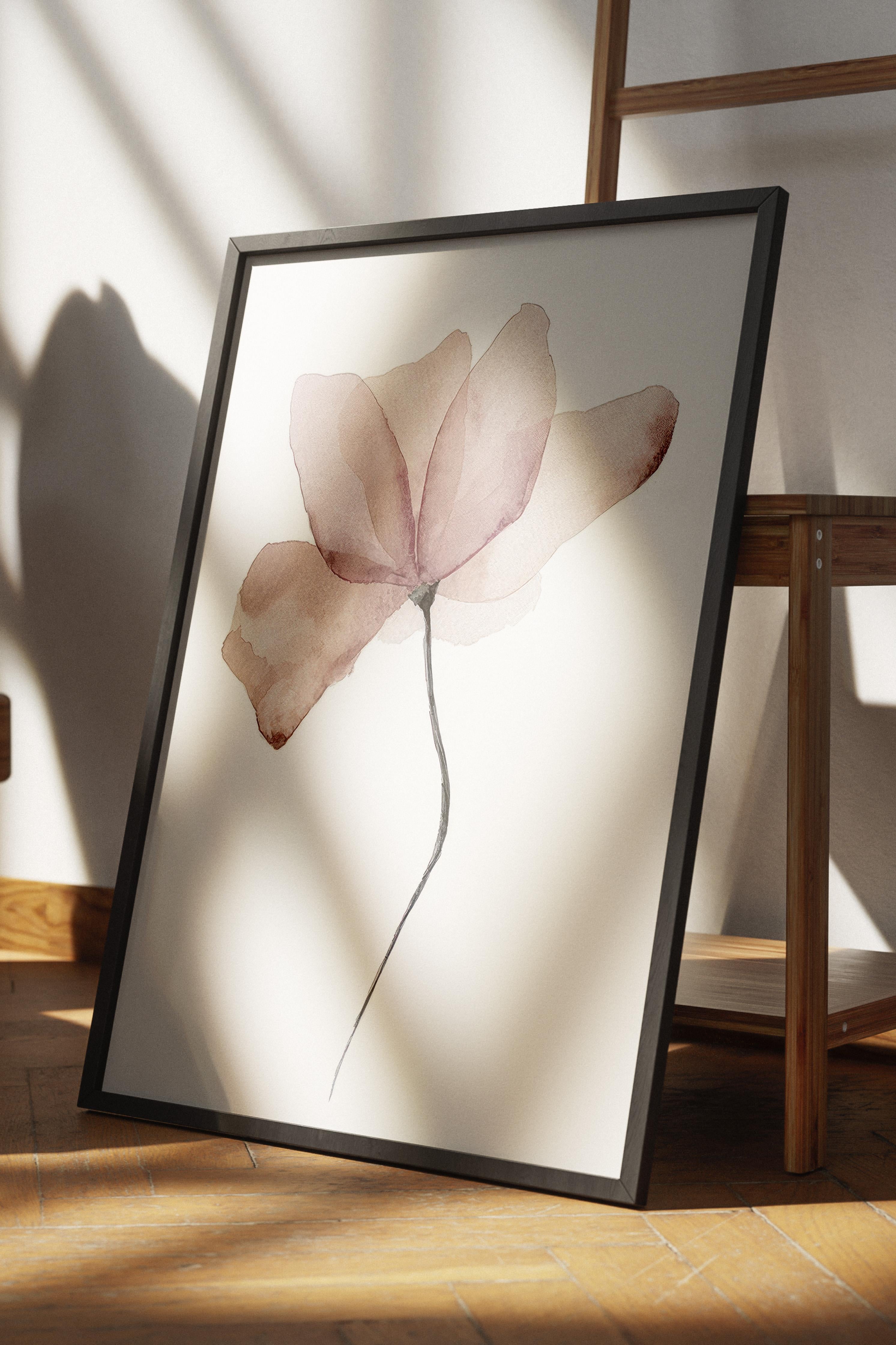 Watercolour Flower  Çerçeveli Tablo, Siyah Çerçeve ve Poster, Duvar Tablosu Comfort Serisi NO:108492