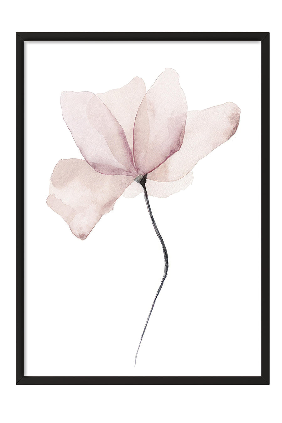 Sade Çiçek Motifi Poster – Siyah Çerçeveli Tablo