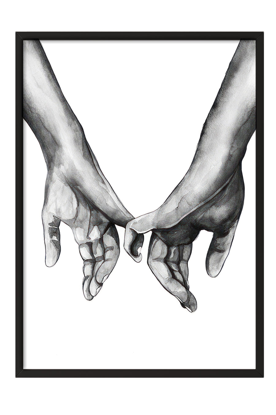 Watercolour Hands Çerçeveli Tablo, Siyah Çerçeve ve Poster, Duvar Tablosu Comfort Serisi NO:108518