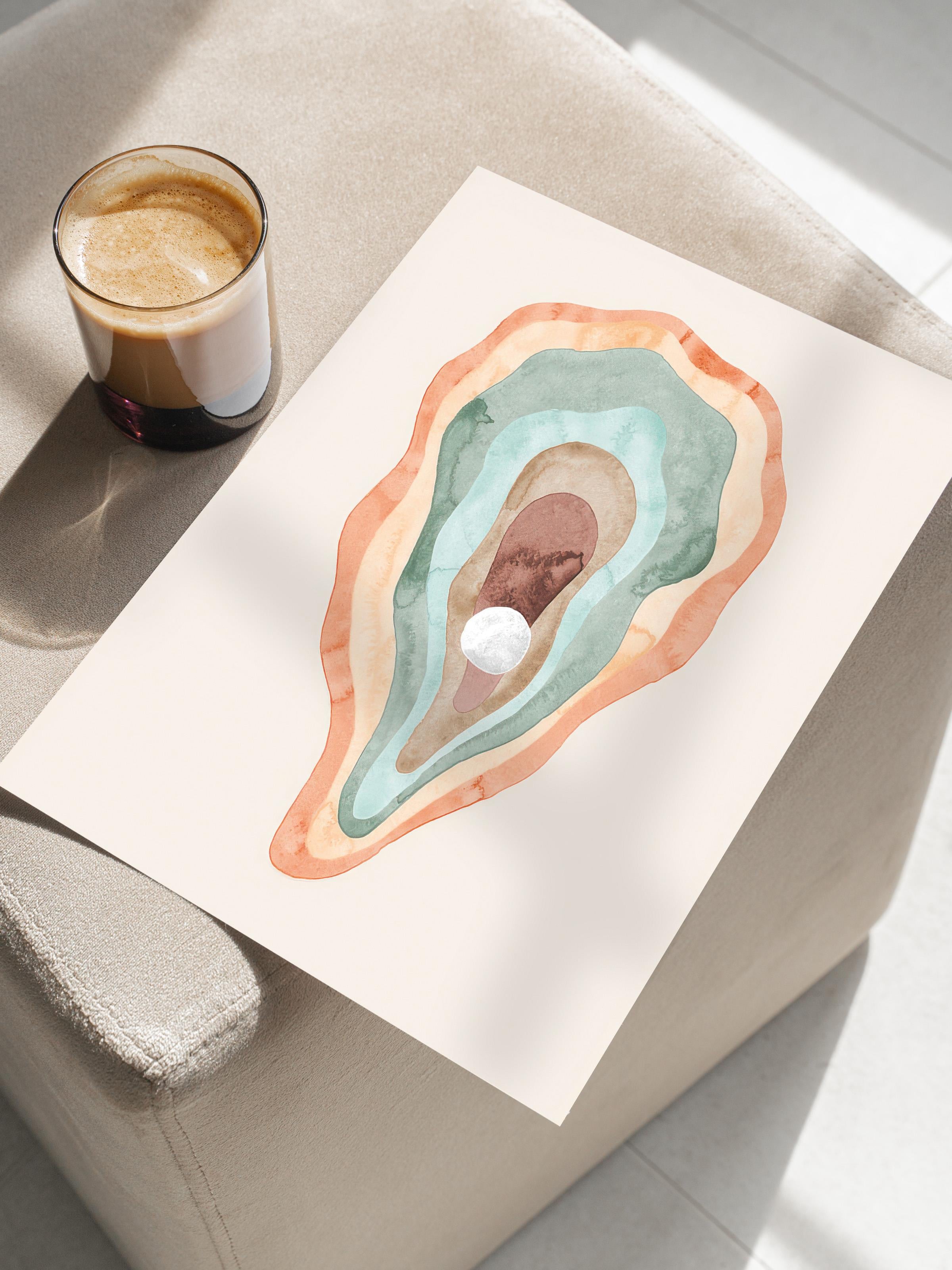 Watercolour Oyster Poster, Çerçevesiz Duvar Posteri, Dikey Duvar Tablosu Comfort Serisi NO:108522
