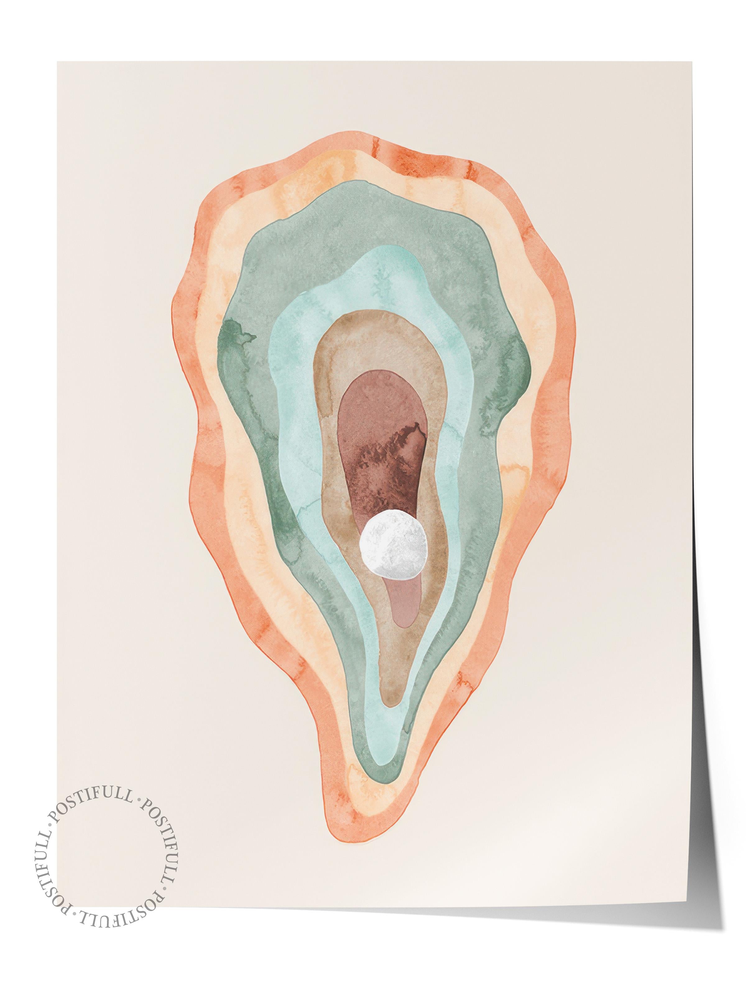 Watercolour Oyster Poster, Çerçevesiz Duvar Posteri, Dikey Duvar Tablosu Comfort Serisi NO:108522