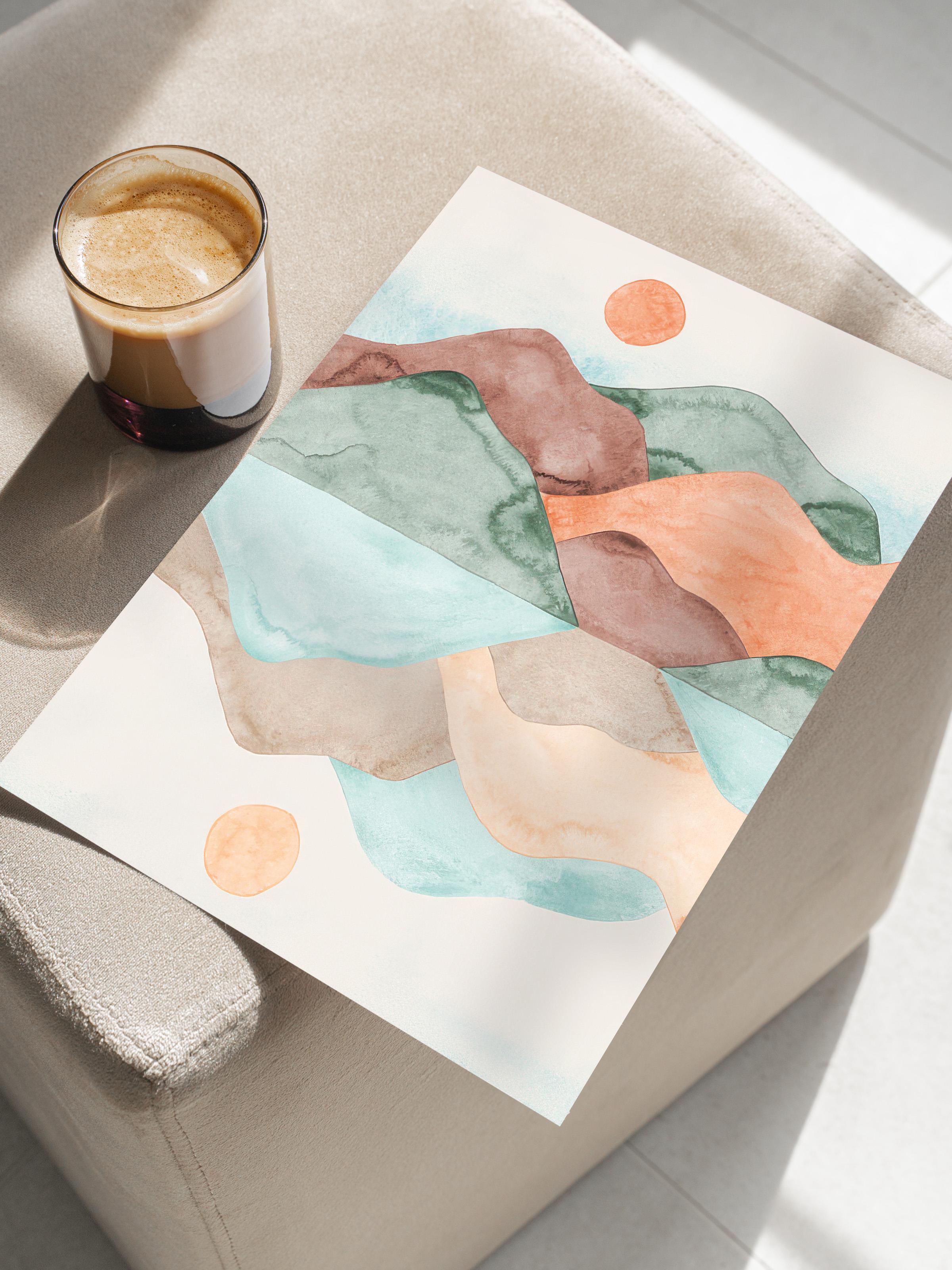 Watercolour Reflection Poster, Dikey Duvar Tablosu Comfort Serisi NO:108521