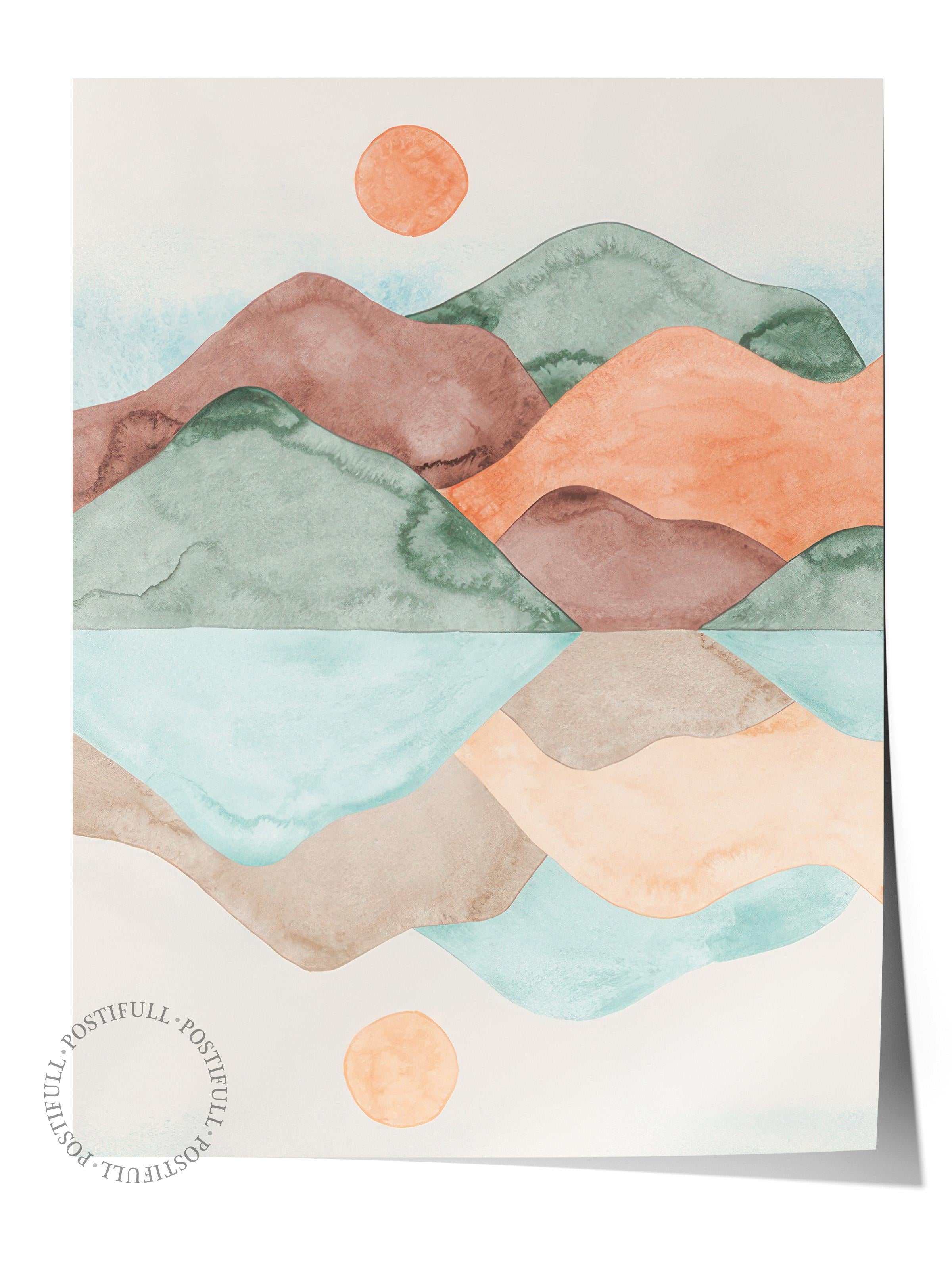 Watercolour Reflection Poster, Dikey Duvar Tablosu Comfort Serisi NO:108521