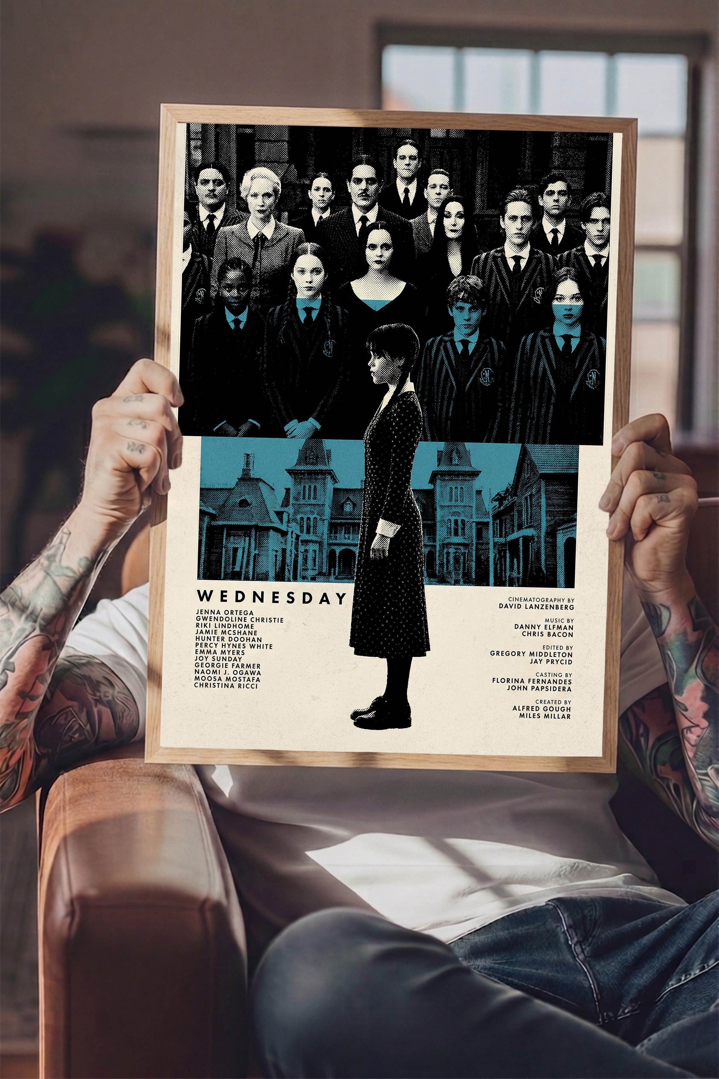 Wednesday Ahşap Çerçeveli Poster, Sinema ve Dizi Tablo, Film Dizi Afişleri NO:112782