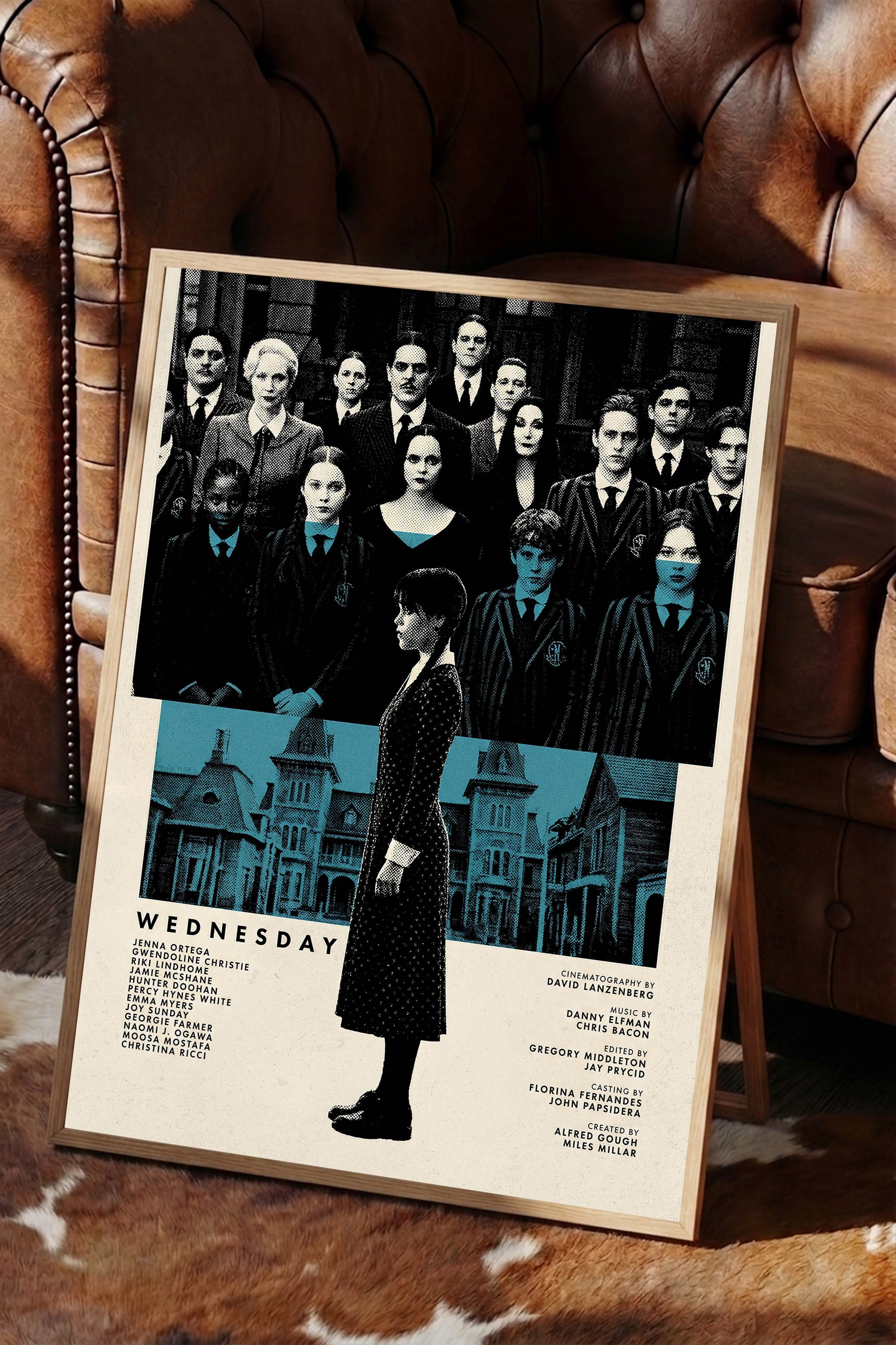 Wednesday Ahşap Çerçeveli Poster, Sinema ve Dizi Tablo, Film Dizi Afişleri NO:112782