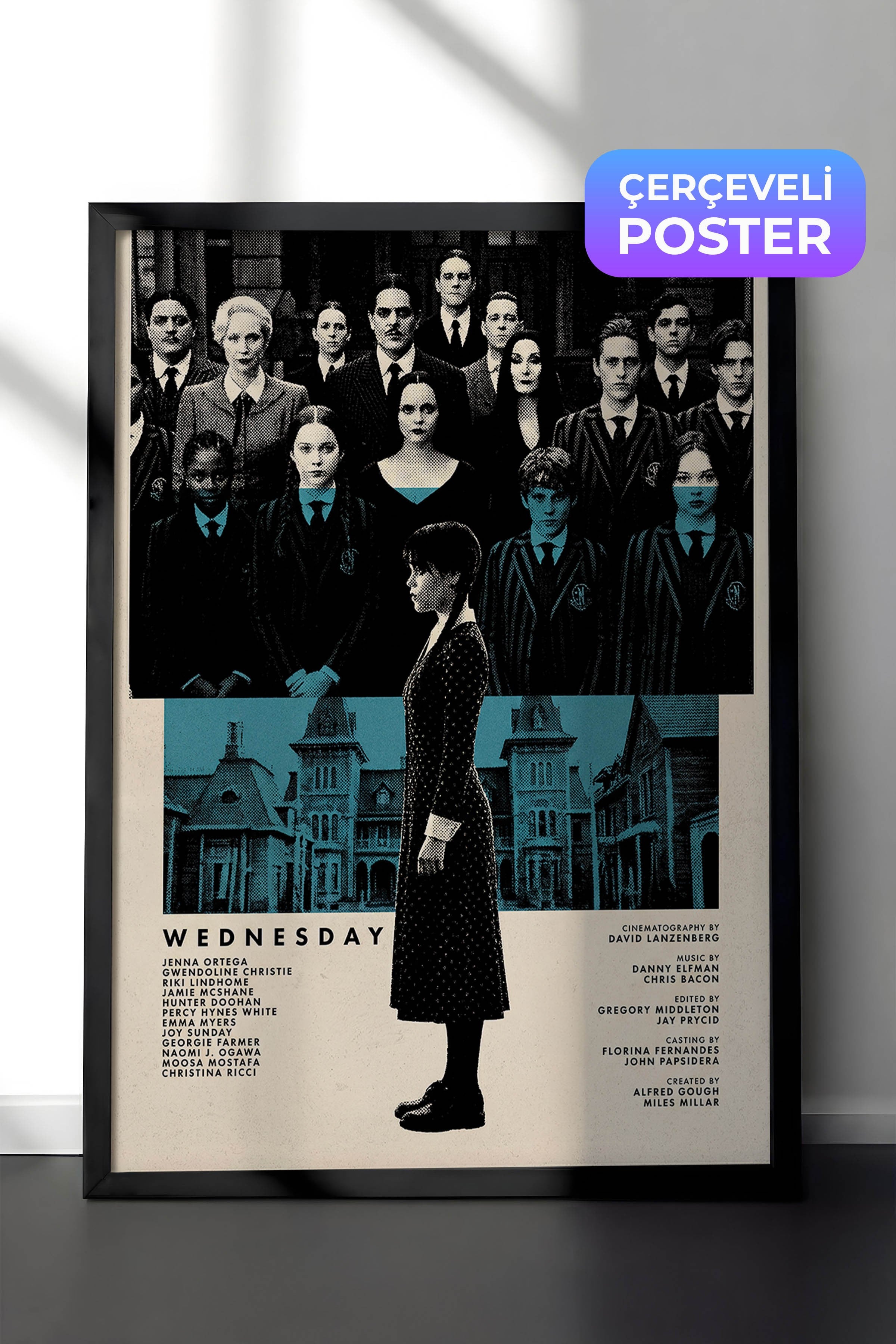 Wednesday Siyah Çerçeveli Poster, Sinema ve Dizi Tablo, Film Dizi Afişleri NO:112782