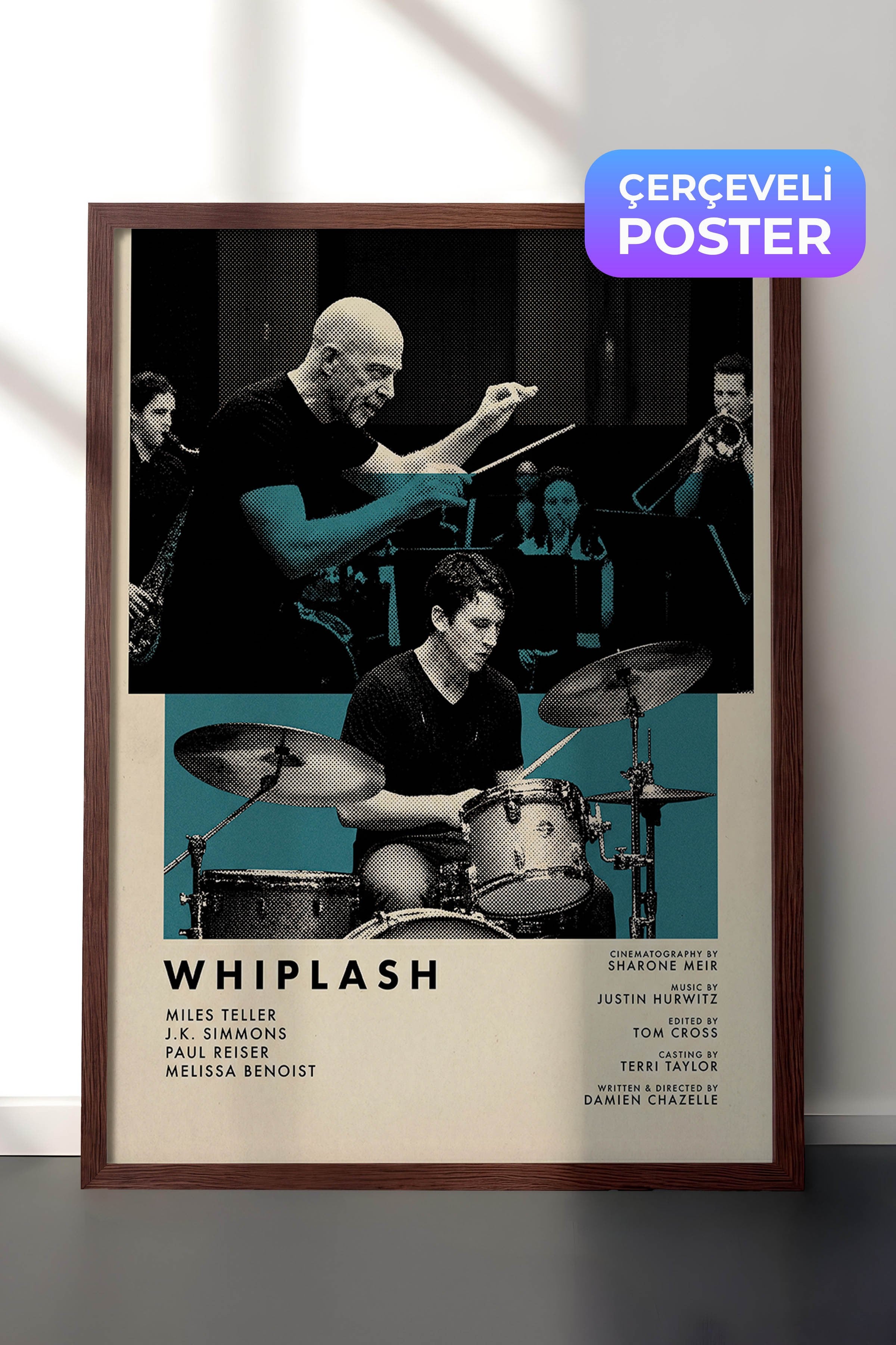 Whiplash Kahverengi Çerçeveli Poster, Sinema ve Dizi Tablo, Film Dizi Afişleri NO:112830