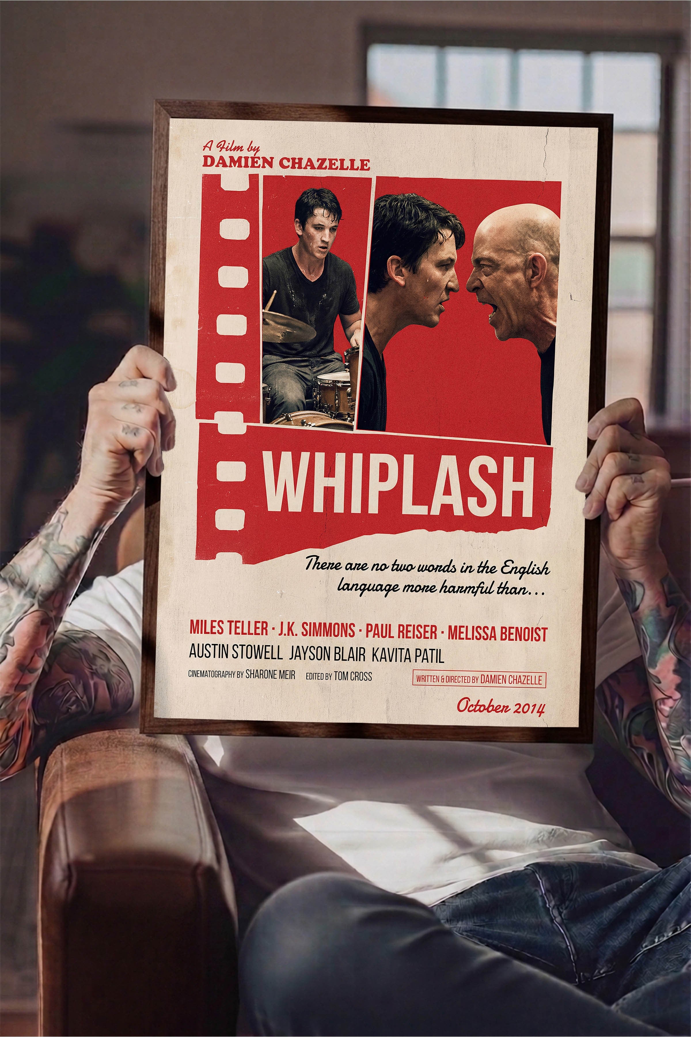 Whiplash Kahverengi Çerçeveli Poster, Sinema ve Dizi Tablo, Film Dizi Afişleri NO:112904