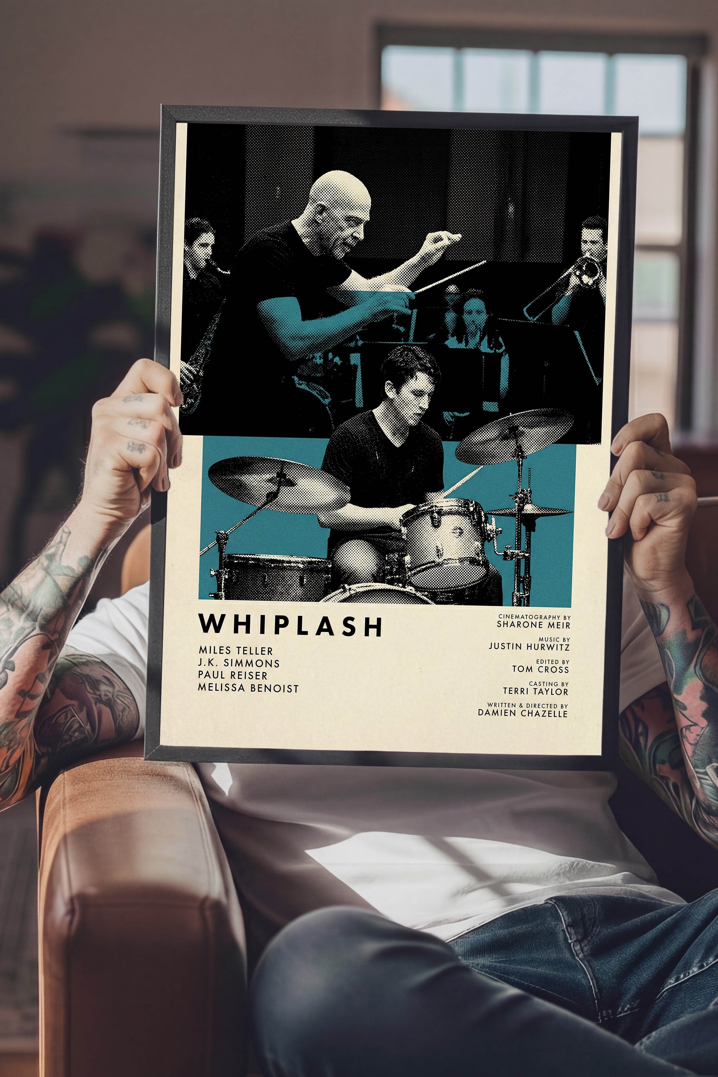 Whiplash Siyah Çerçeveli Poster, Sinema ve Dizi Tablo, Film Dizi Afişleri NO:112830