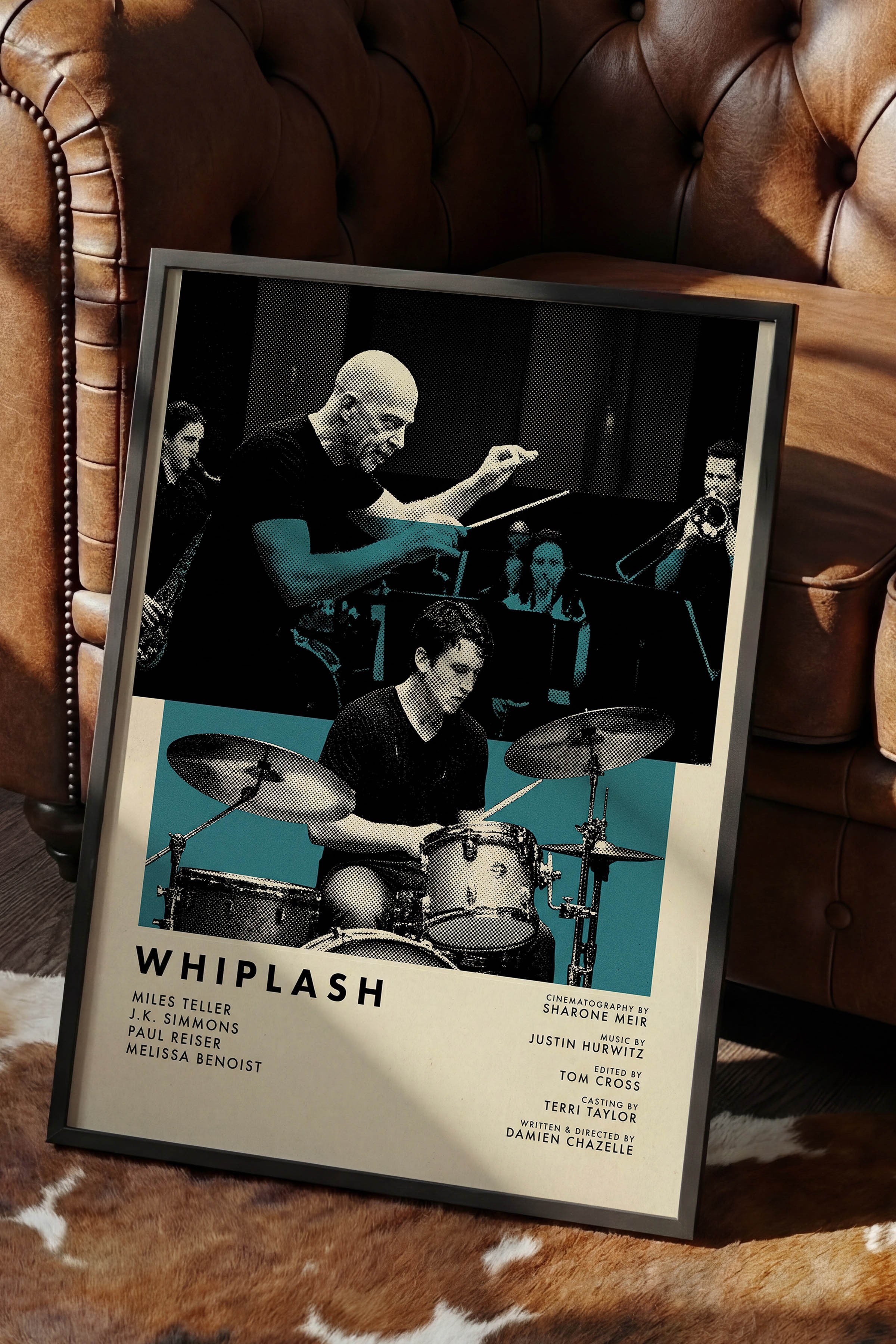 Whiplash Siyah Çerçeveli Poster, Sinema ve Dizi Tablo, Film Dizi Afişleri NO:112830